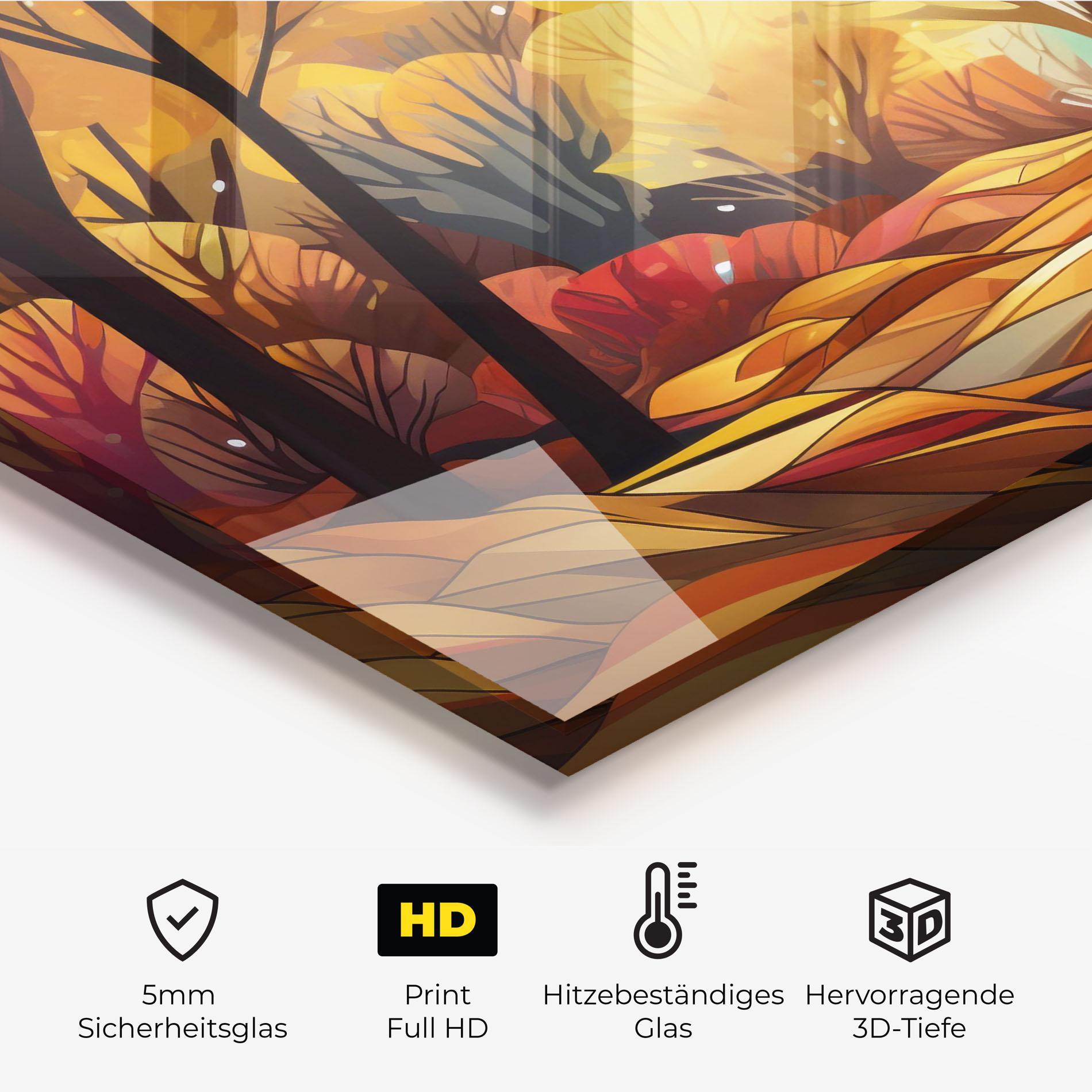 Küchenrückwand Glas Autumn Forest Art mockup 2