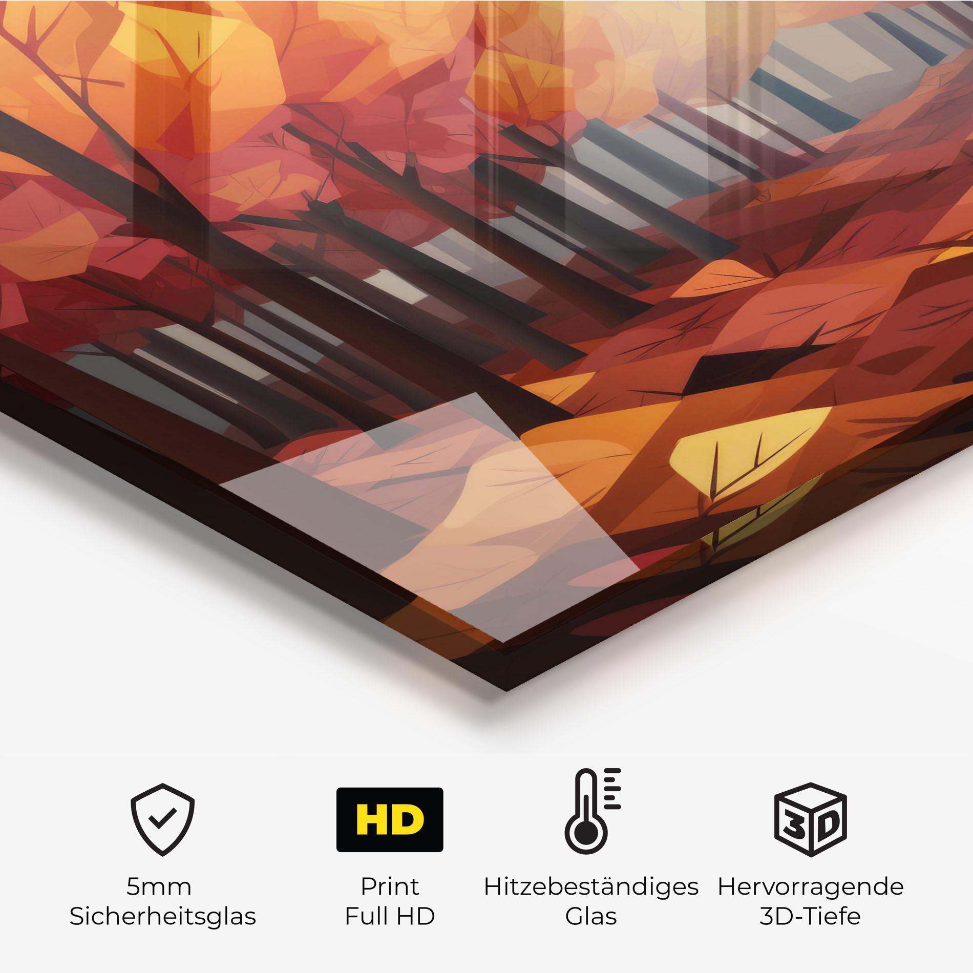 Küchenrückwand Glas Autumn Forest View mockup 2