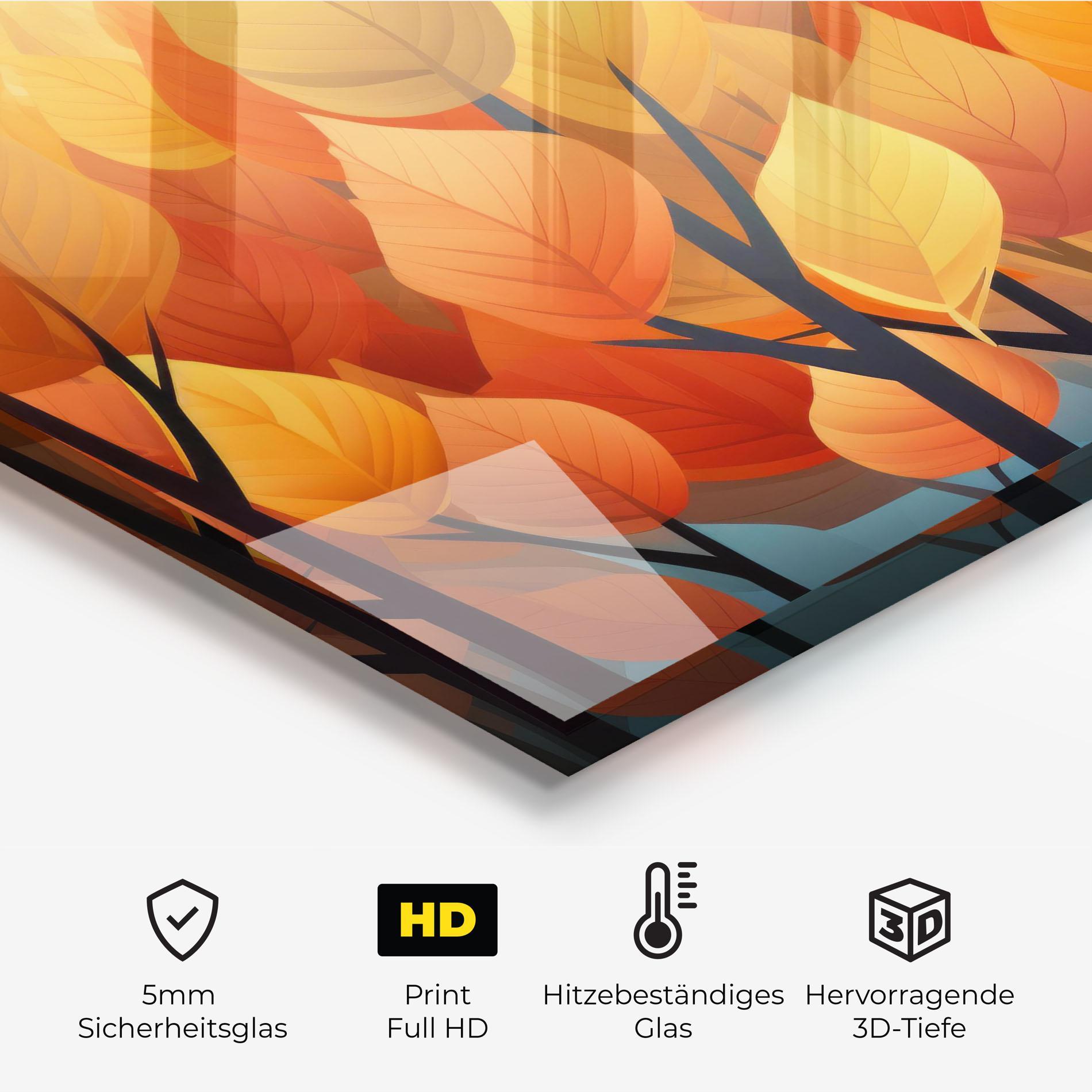 Küchenrückwand Glas Autumn Leaves mockup 2