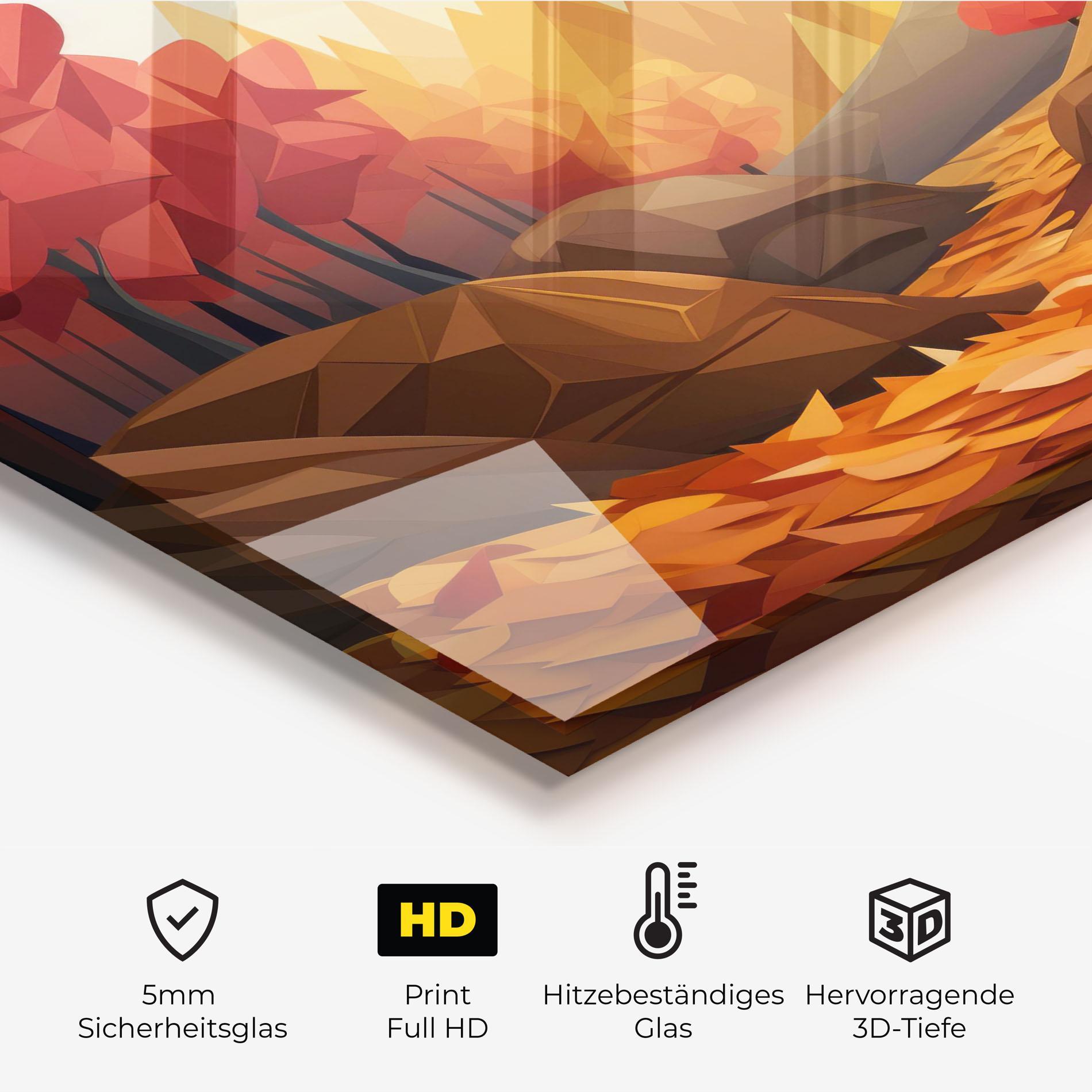 Küchenrückwand Glas Autumn Orange Forest mockup 2