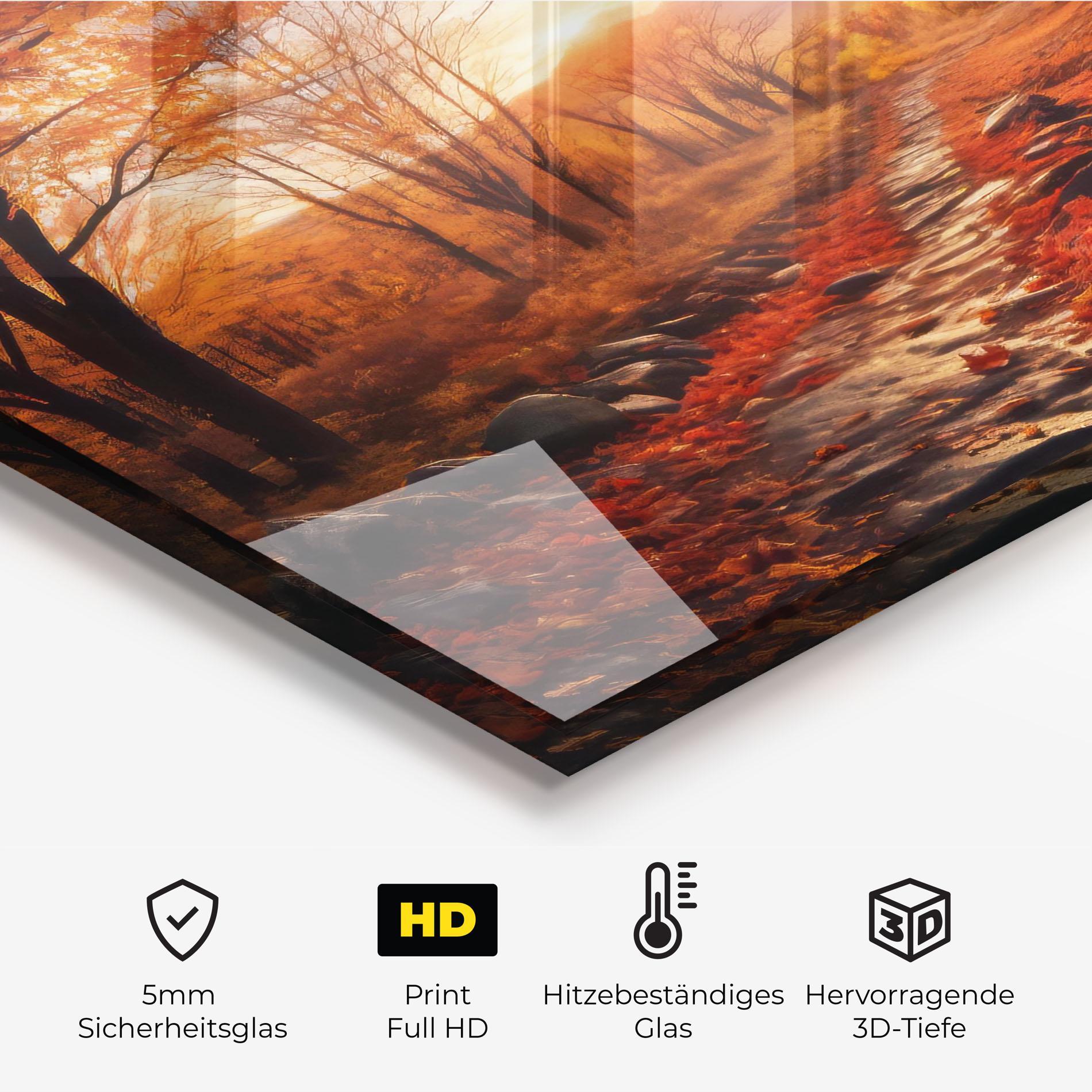 Küchenrückwand Glas Autumn Path mockup 2