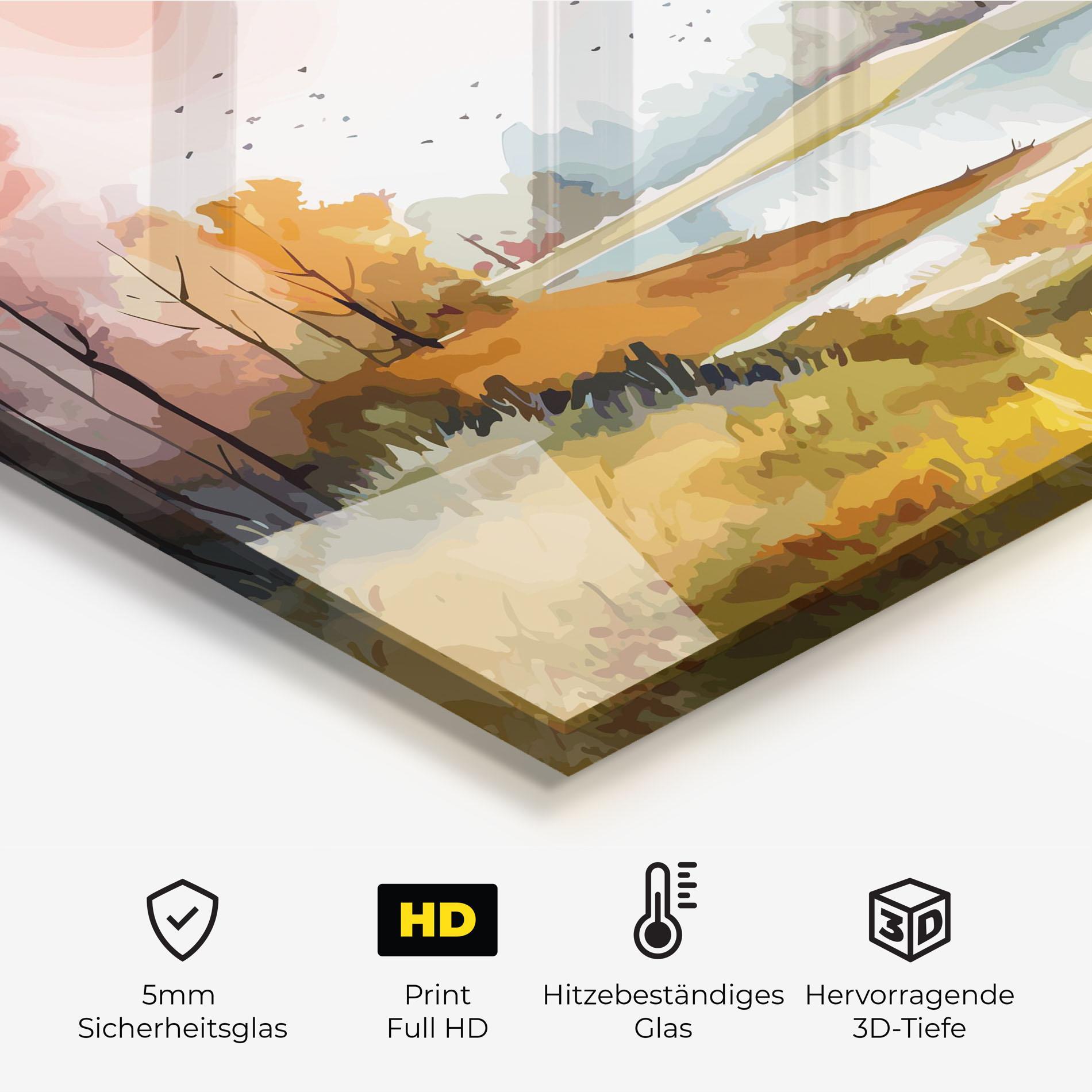 Küchenrückwand Glas Autumn Watercolor mockup 2