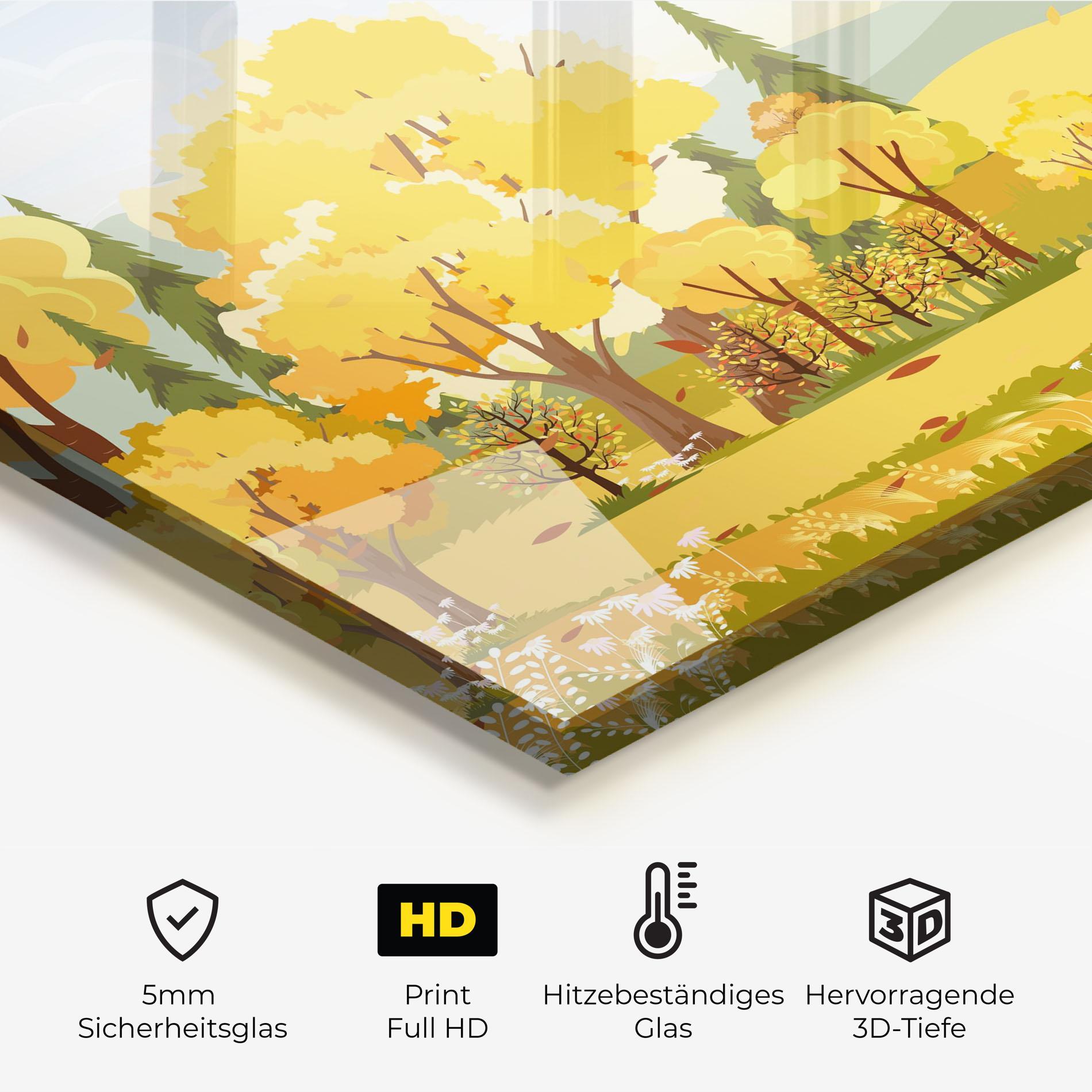 Küchenrückwand Glas Autumn Yellow View mockup 2