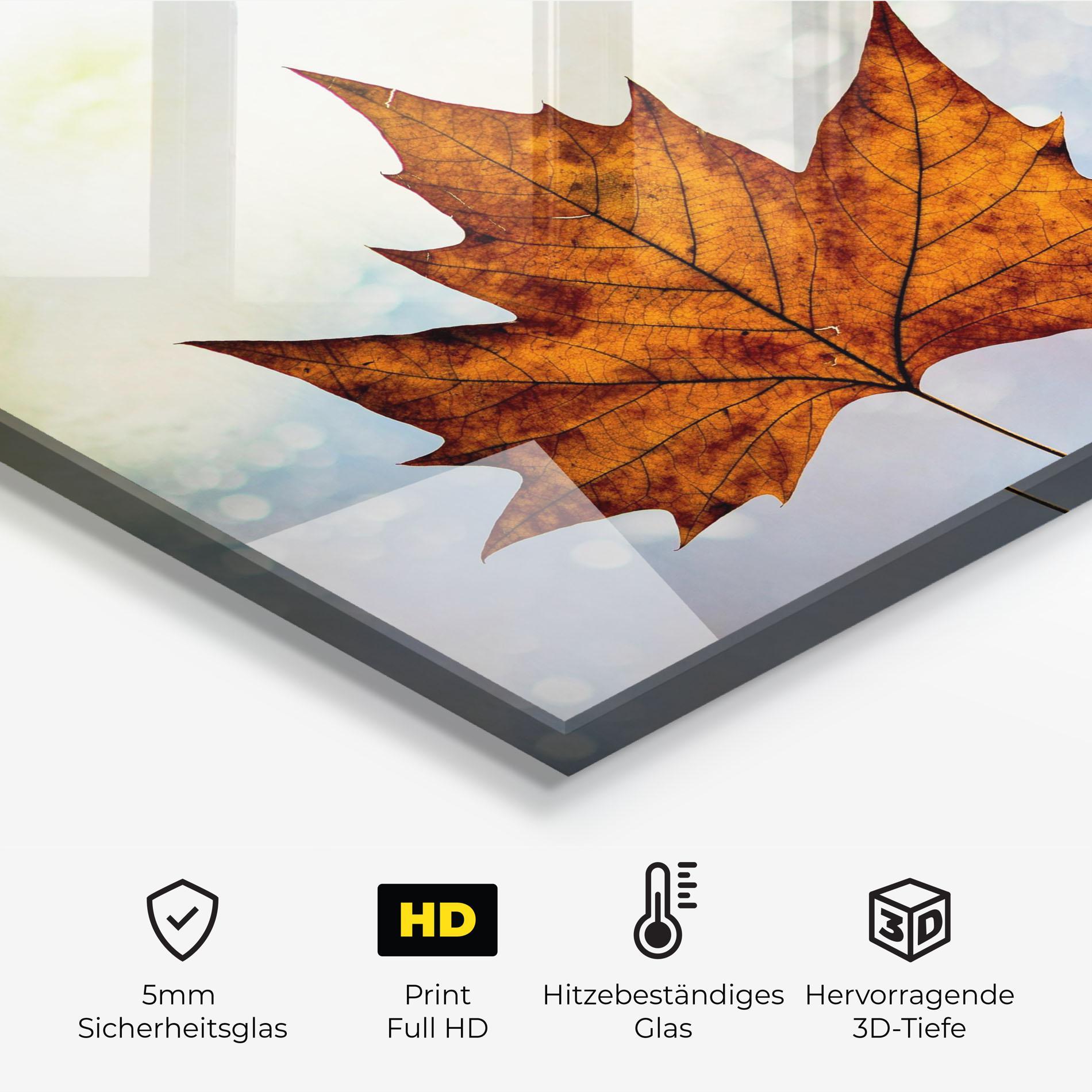Küchenrückwand Glas Brown Orange Leaf mockup 2