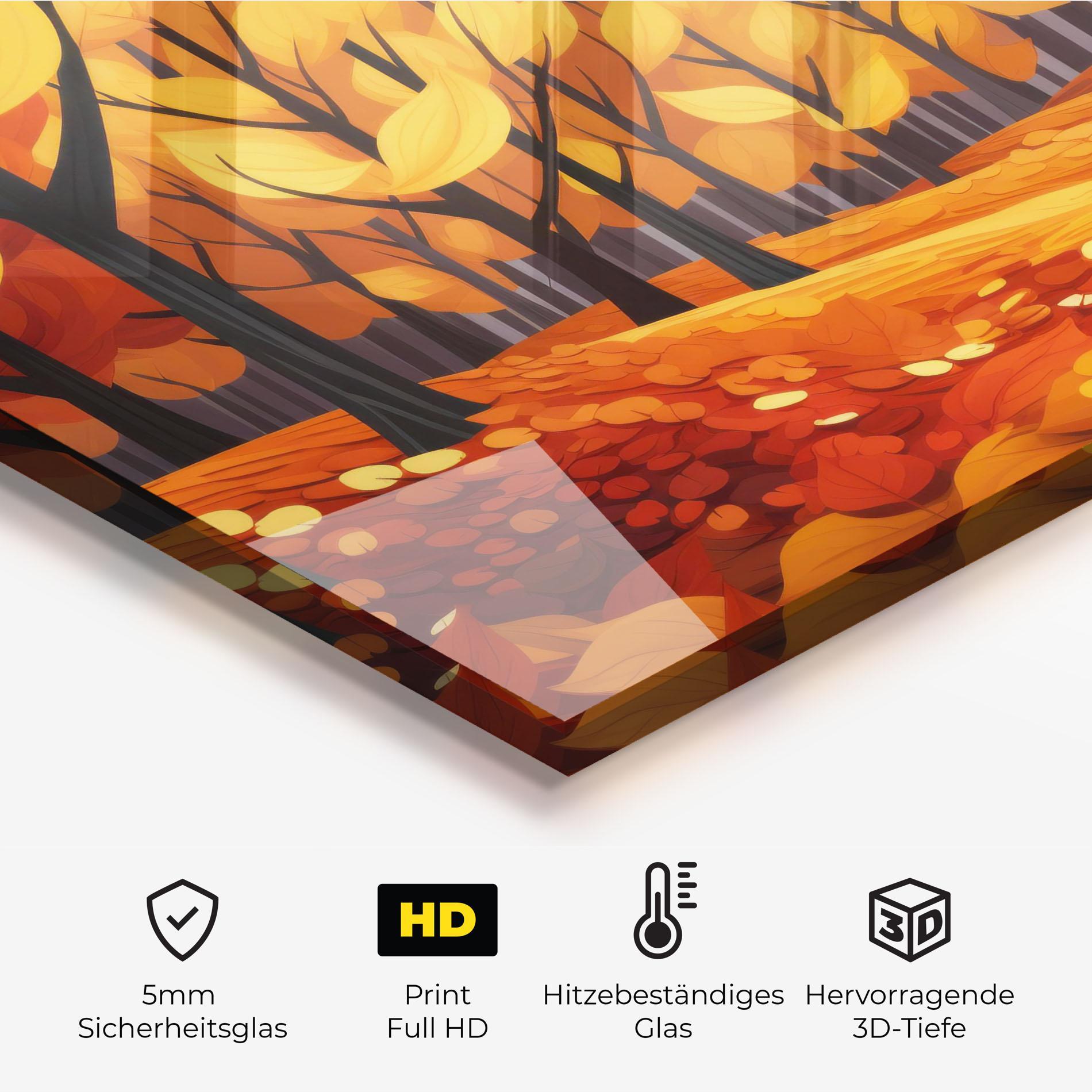 Küchenrückwand Glas Orange Trees Forest mockup 2