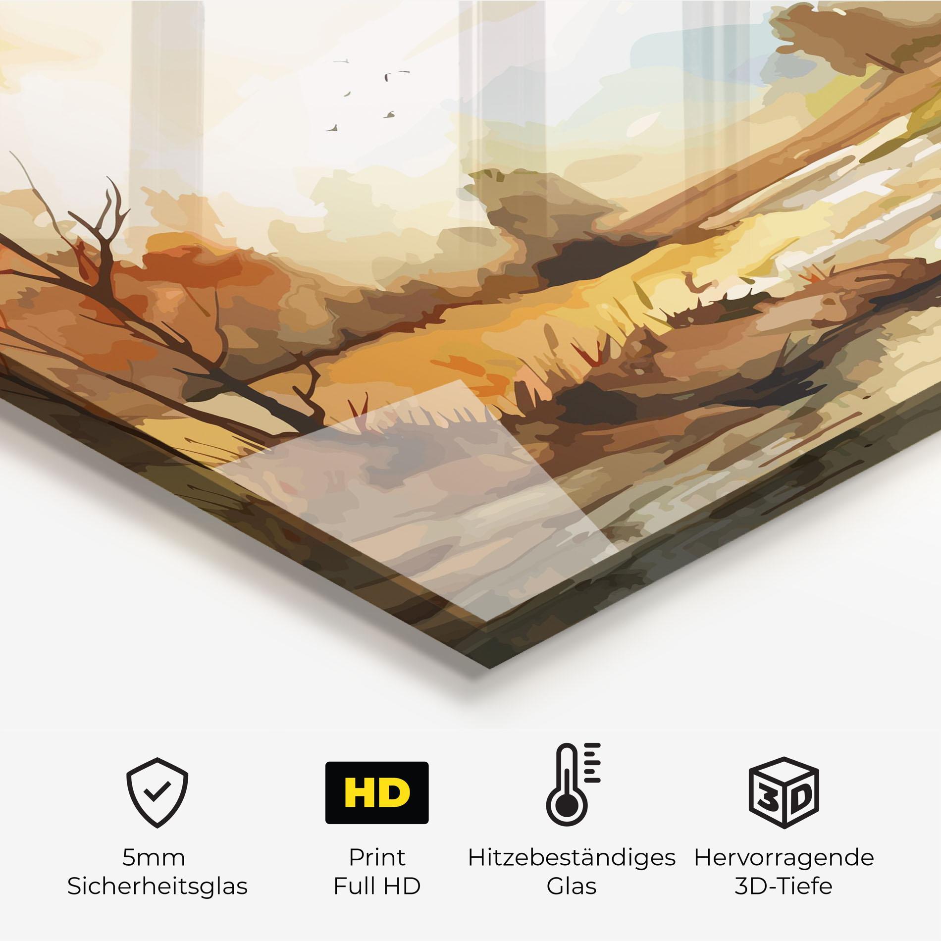 Küchenrückwand Glas Orange Yellow Autumn mockup 2