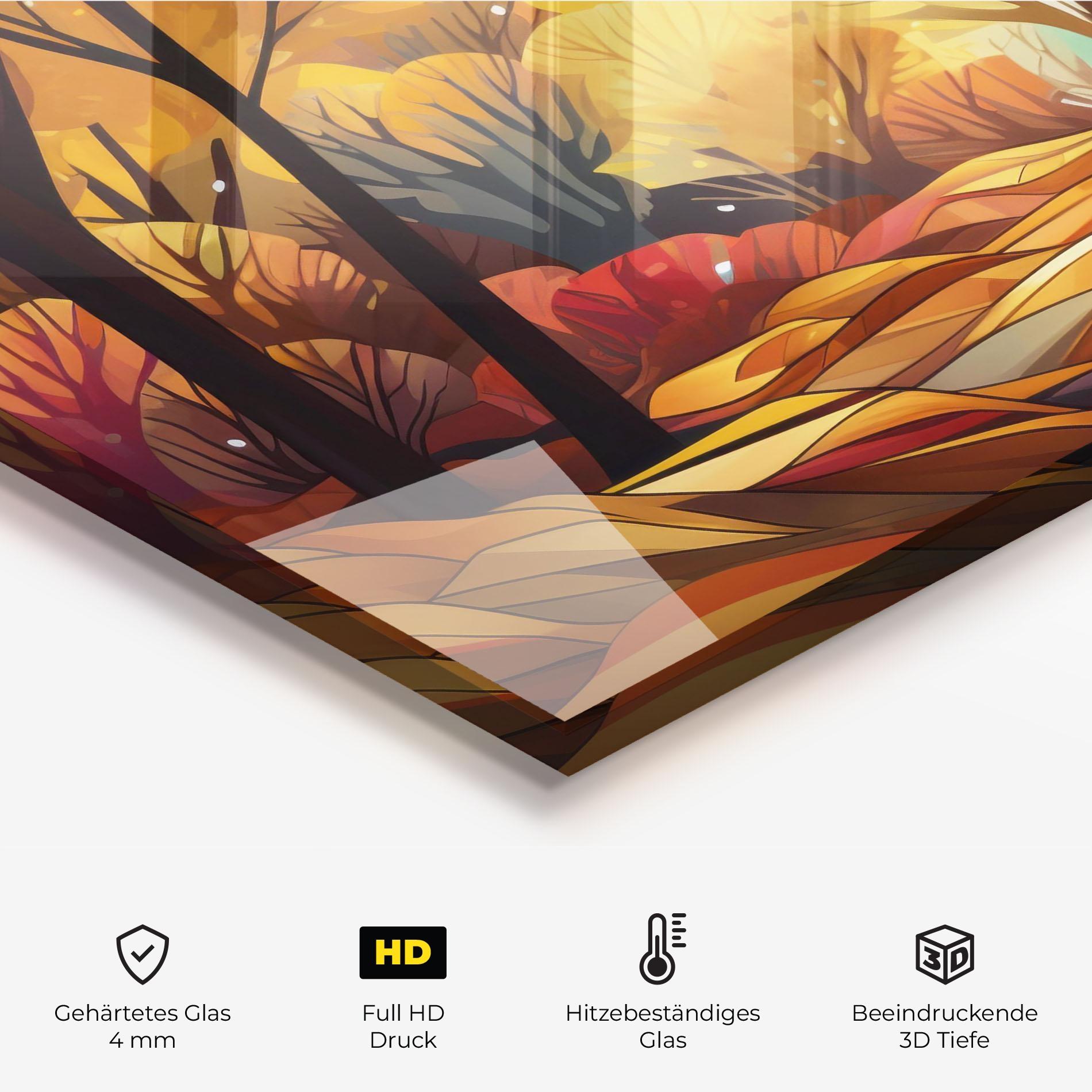 Küchenrückwand Glas Autumn Forest Art mockup 2