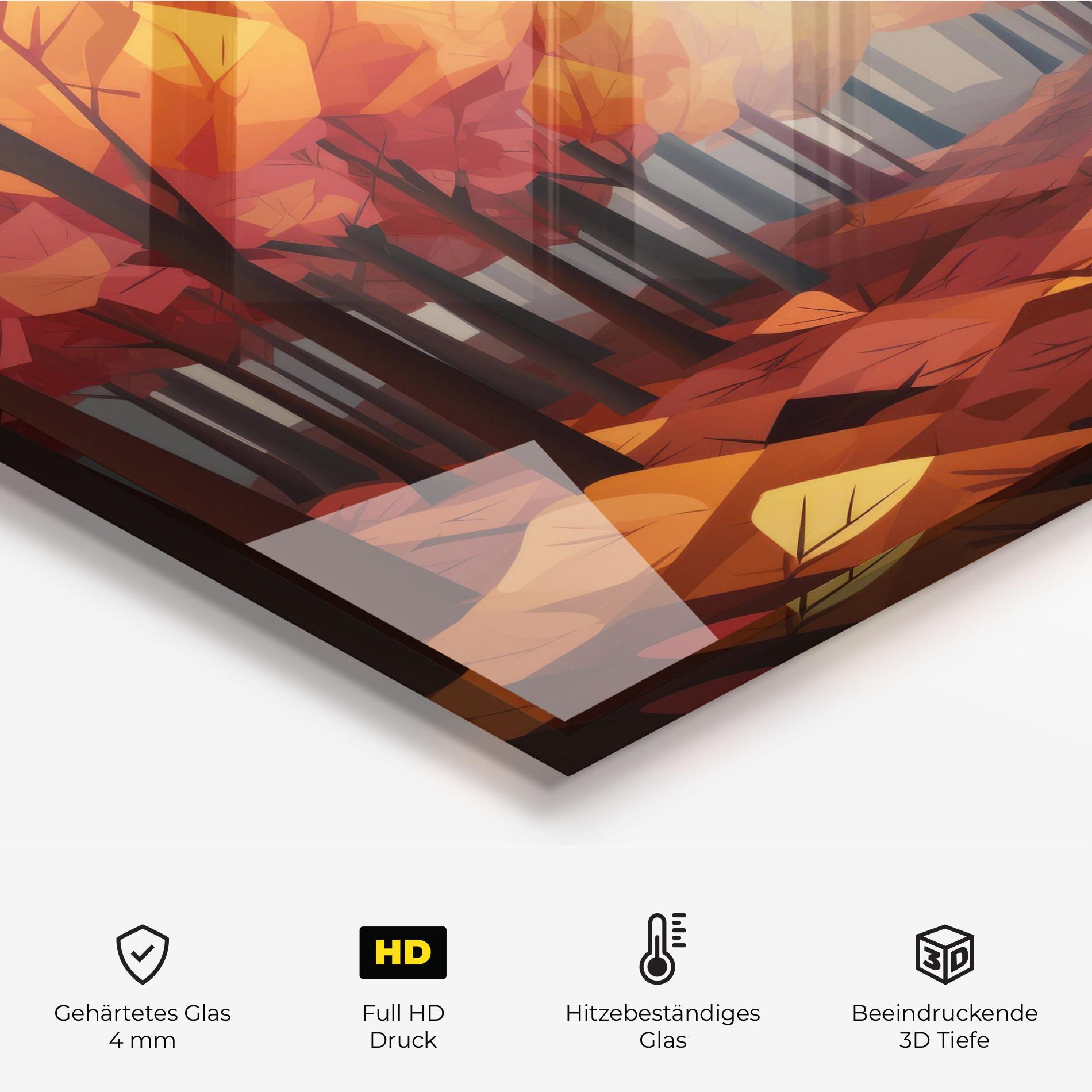 Küchenrückwand Glas Autumn Forest View mockup 2