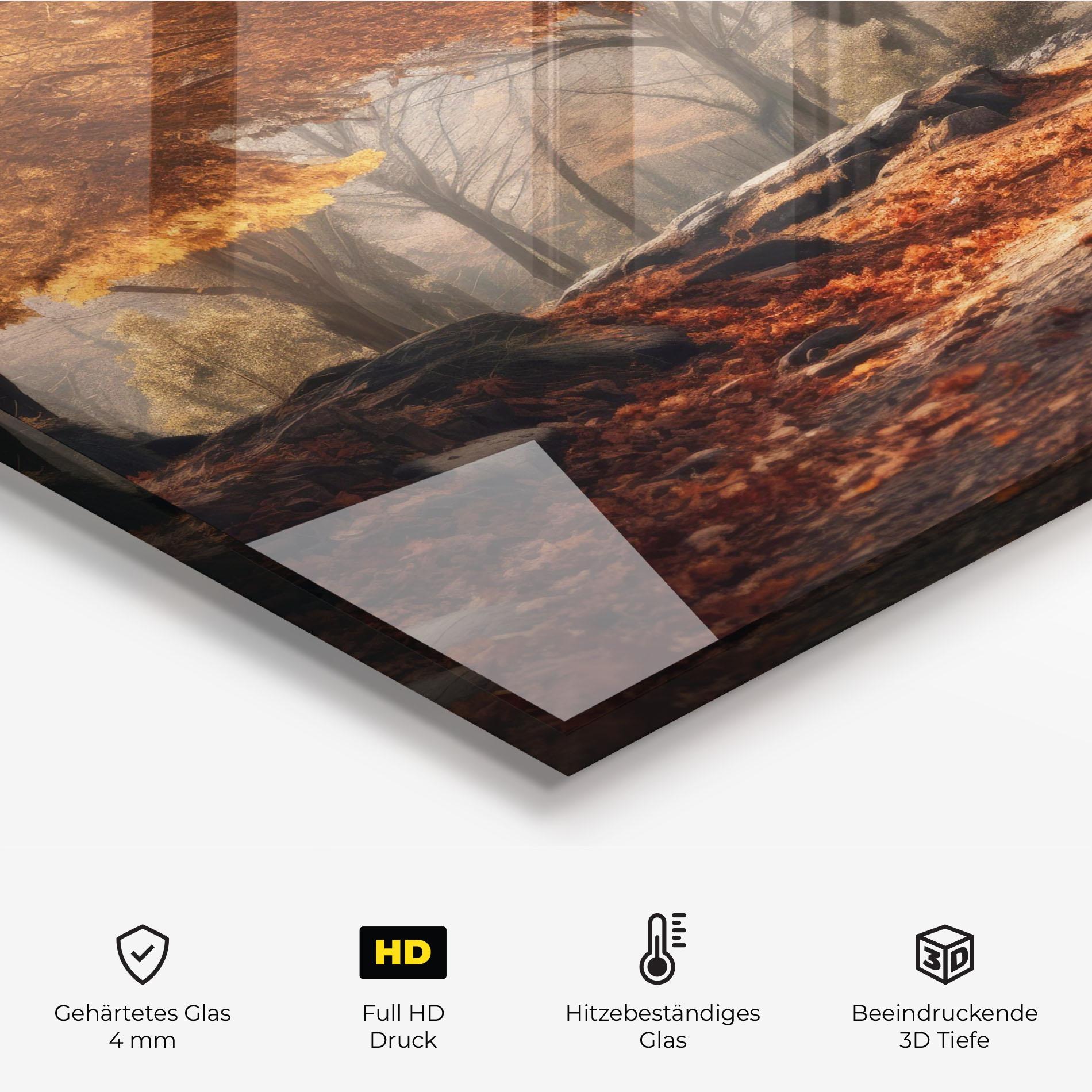 Küchenrückwand Glas Autumn Forest mockup 2