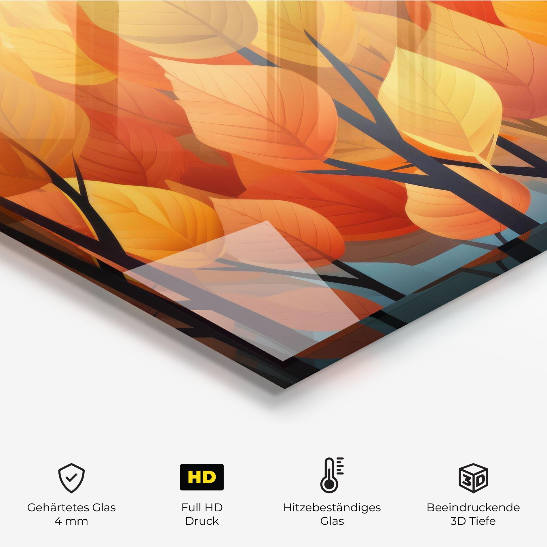 Küchenrückwand Glas Autumn Leaves mockup 2