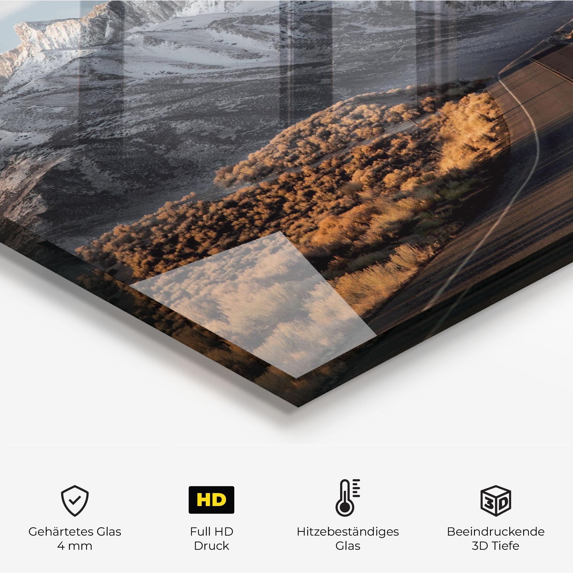 Küchenrückwand Glas Autumn Mountain View mockup 2