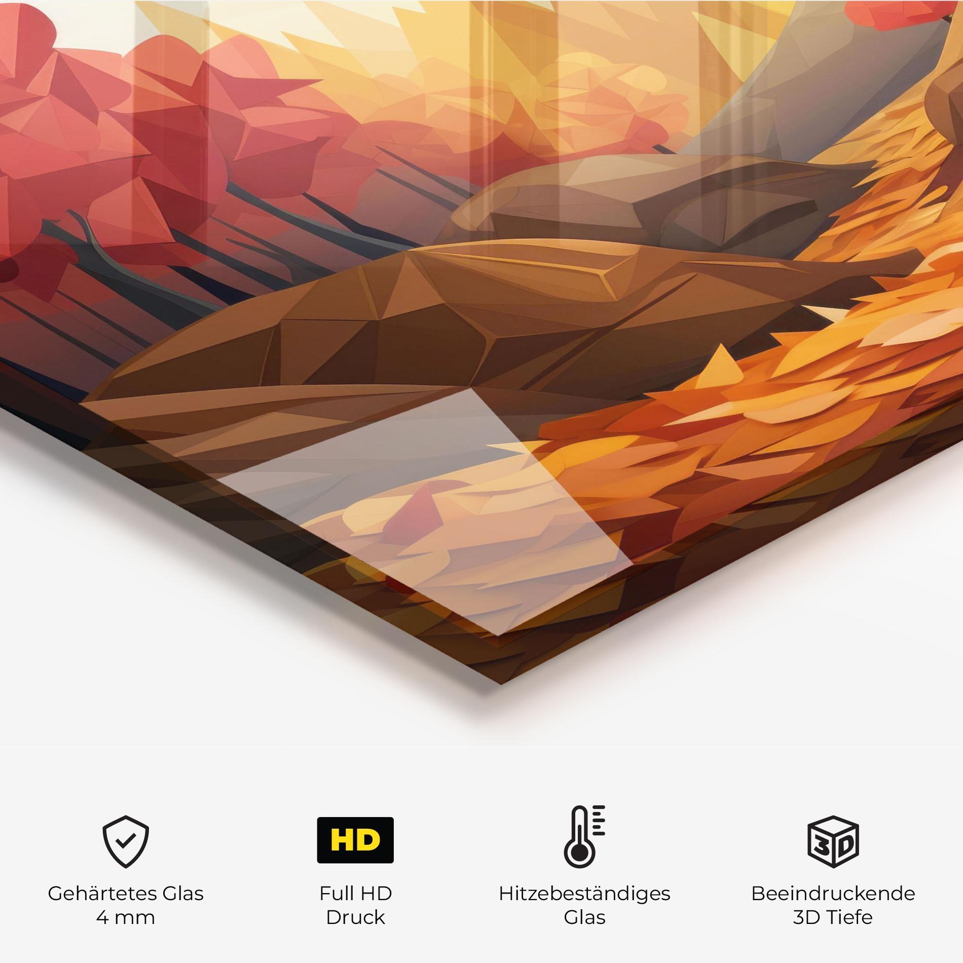 Küchenrückwand Glas Autumn Orange Forest mockup 2