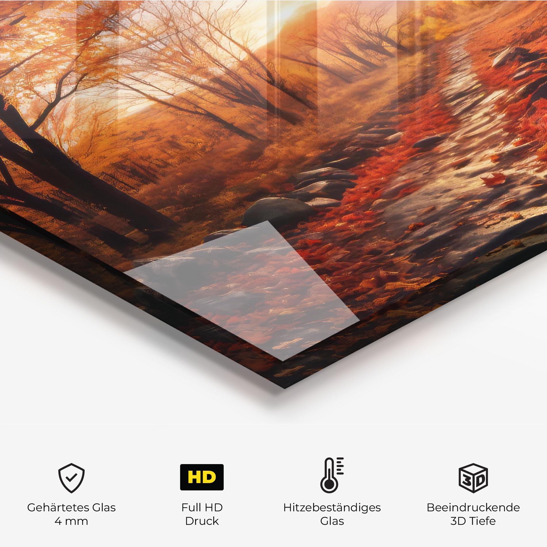 Küchenrückwand Glas Autumn Path mockup 2