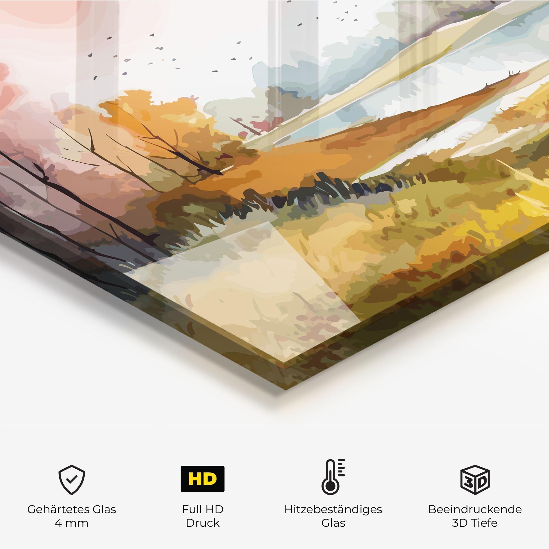 Küchenrückwand Glas Autumn Watercolor mockup 2