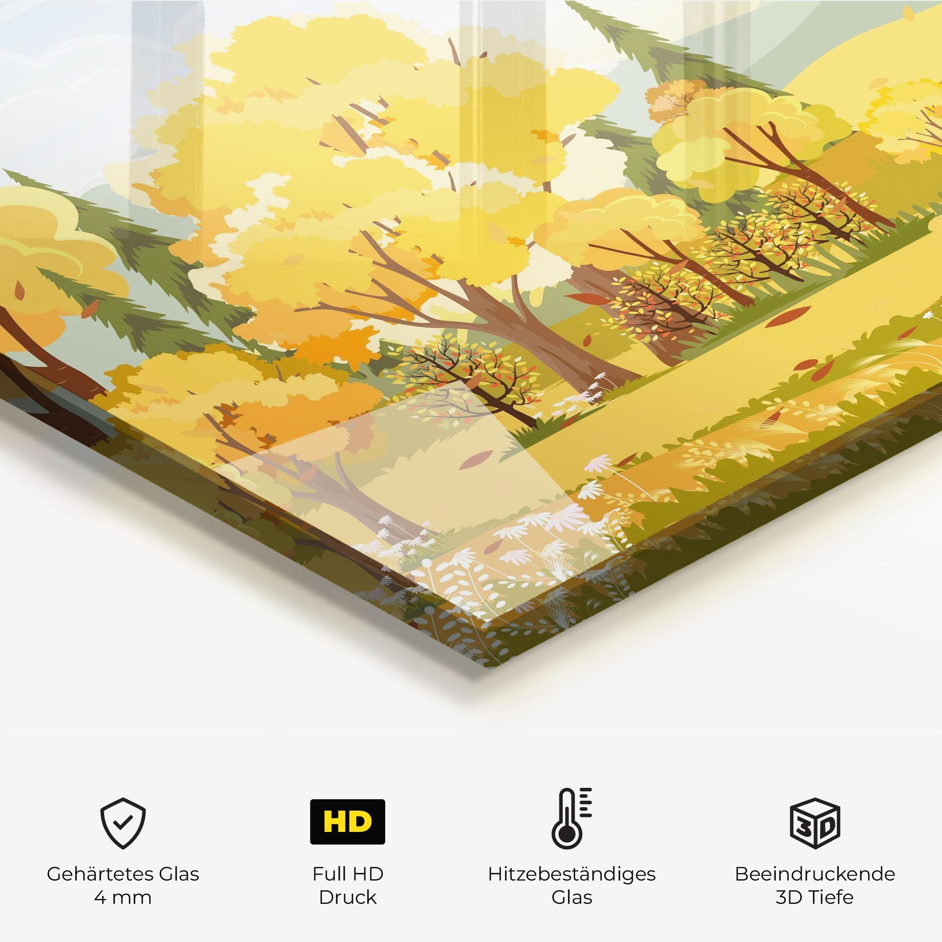 Küchenrückwand Glas Autumn Yellow View mockup 2