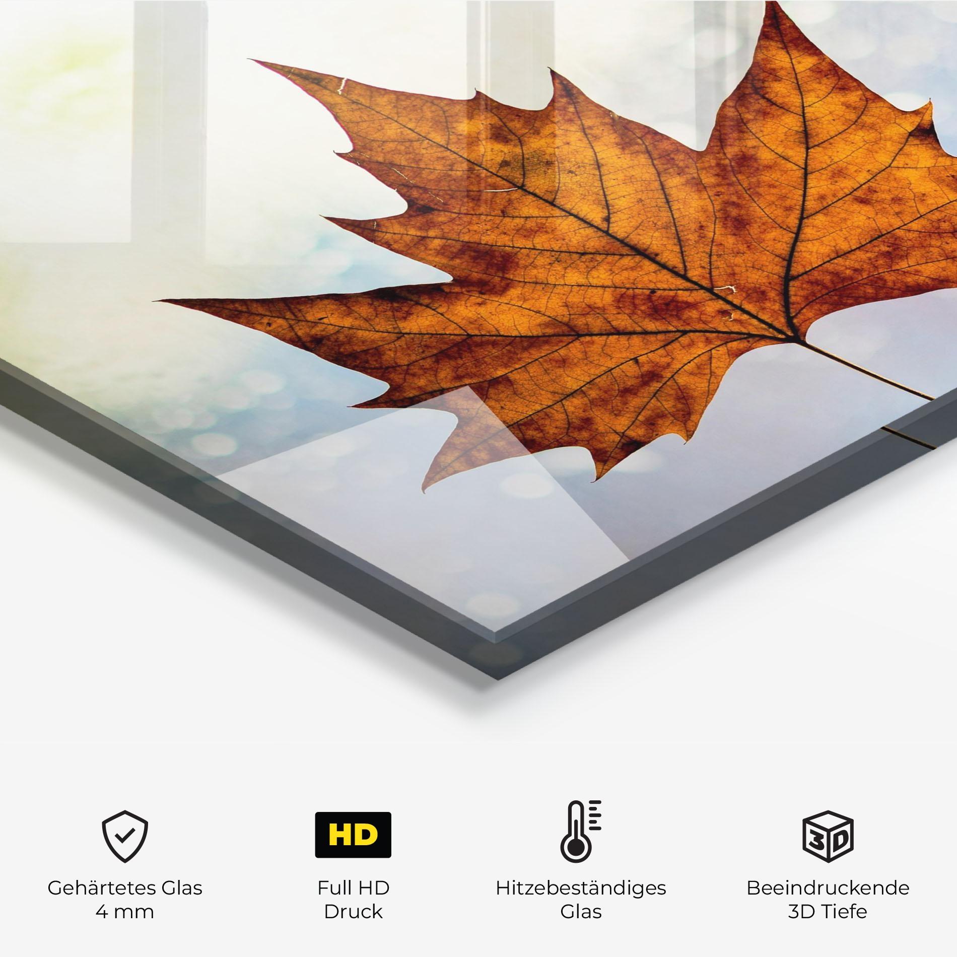 Küchenrückwand Glas Brown Orange Leaf mockup 2