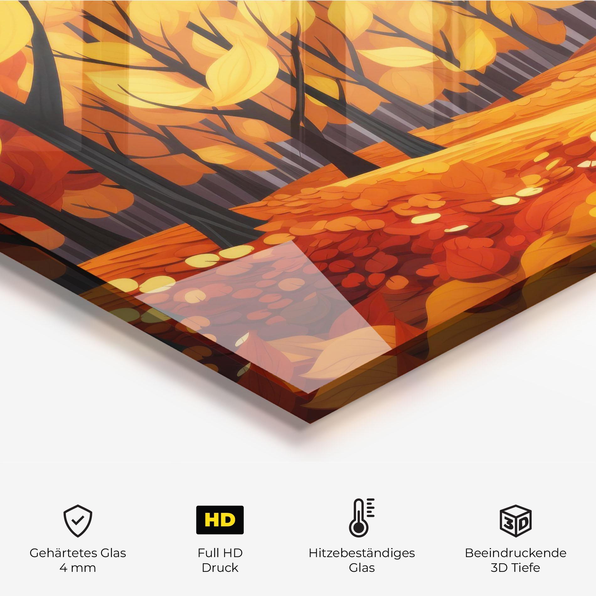 Küchenrückwand Glas Orange Trees Forest mockup 2