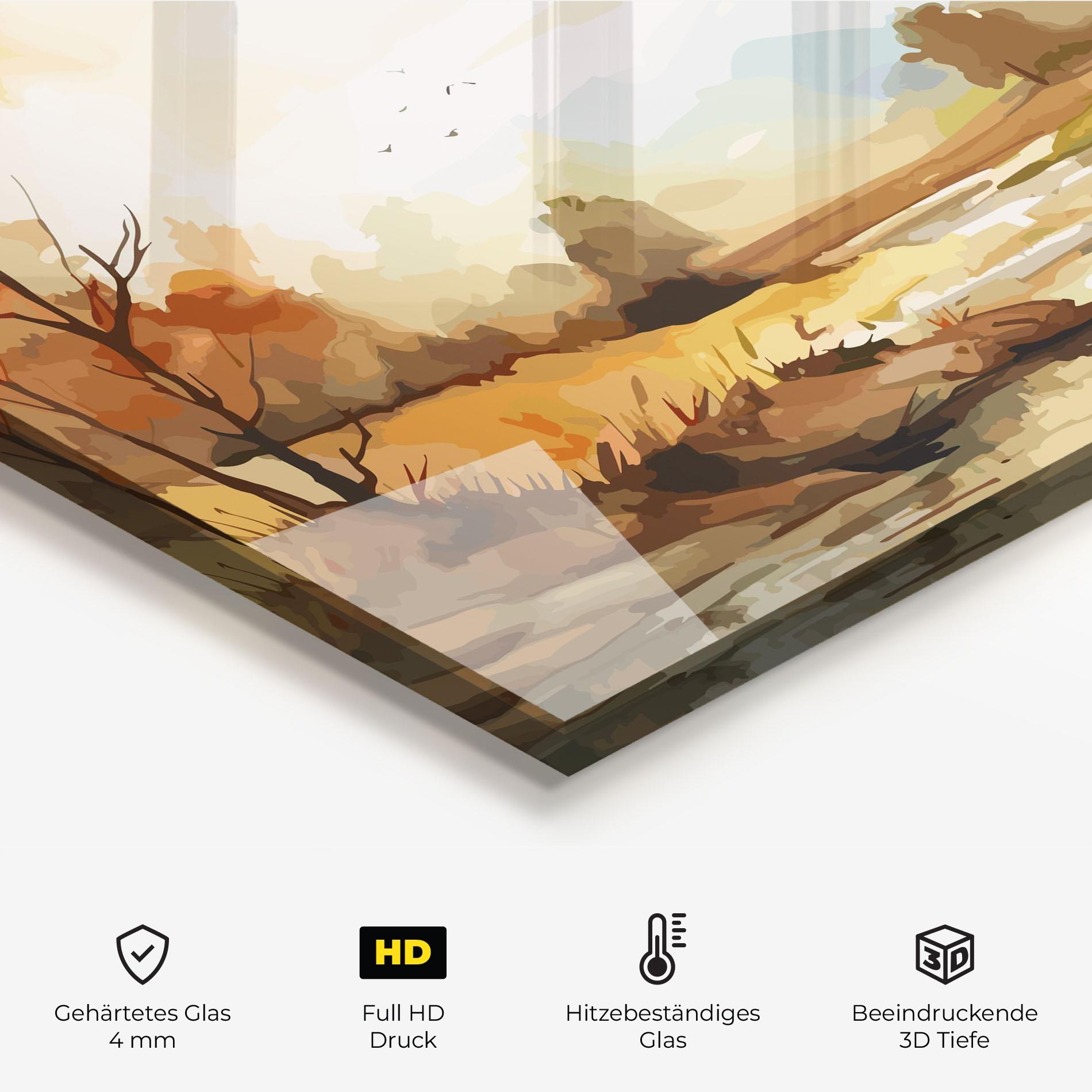 Küchenrückwand Glas Orange Yellow Autumn mockup 2