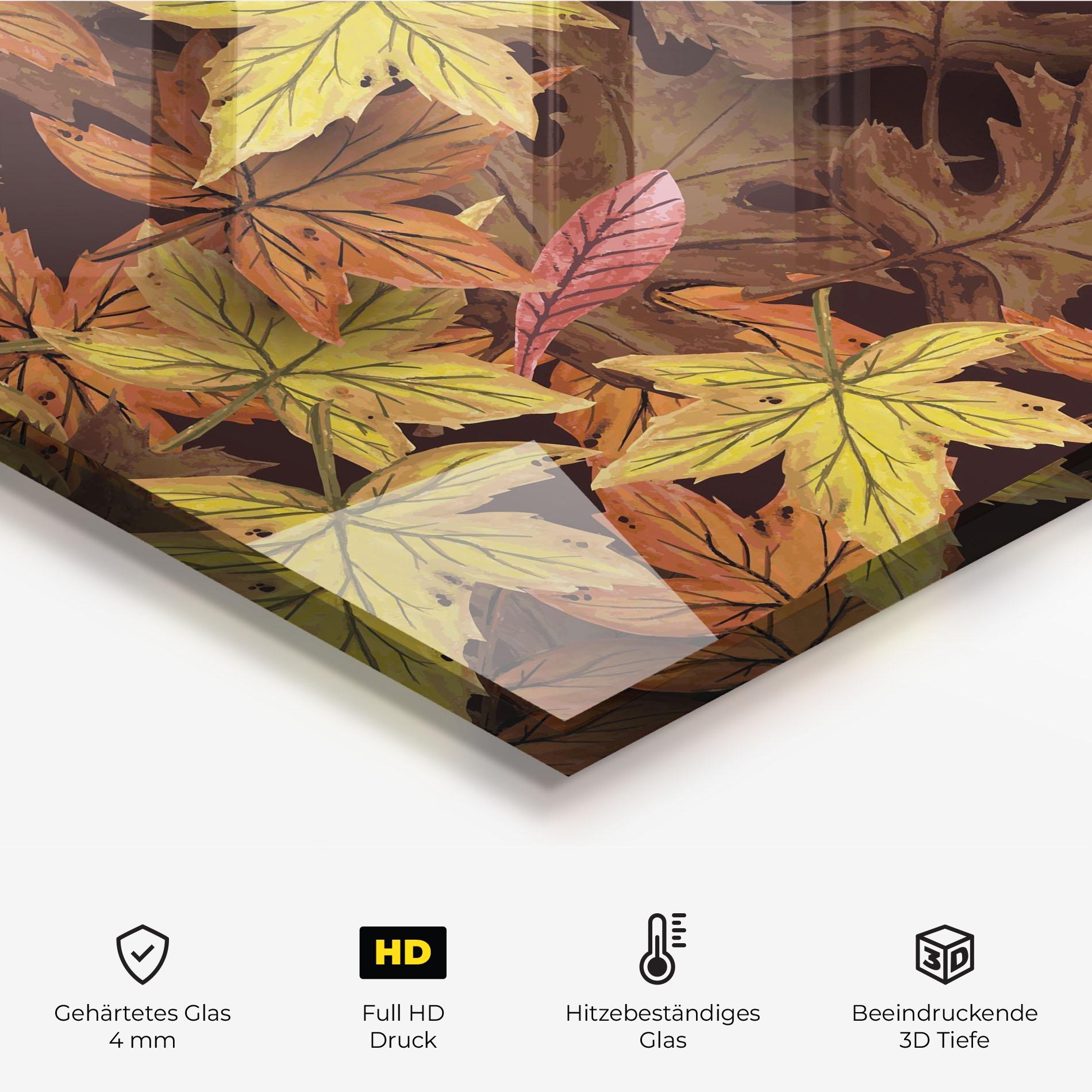 Küchenrückwand Glas Painted Leaves mockup 2