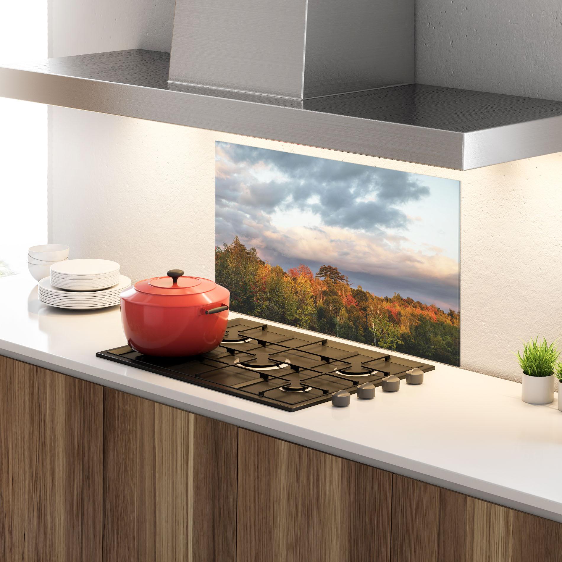 Küchenrückwand Glas Autumn View mockup 4