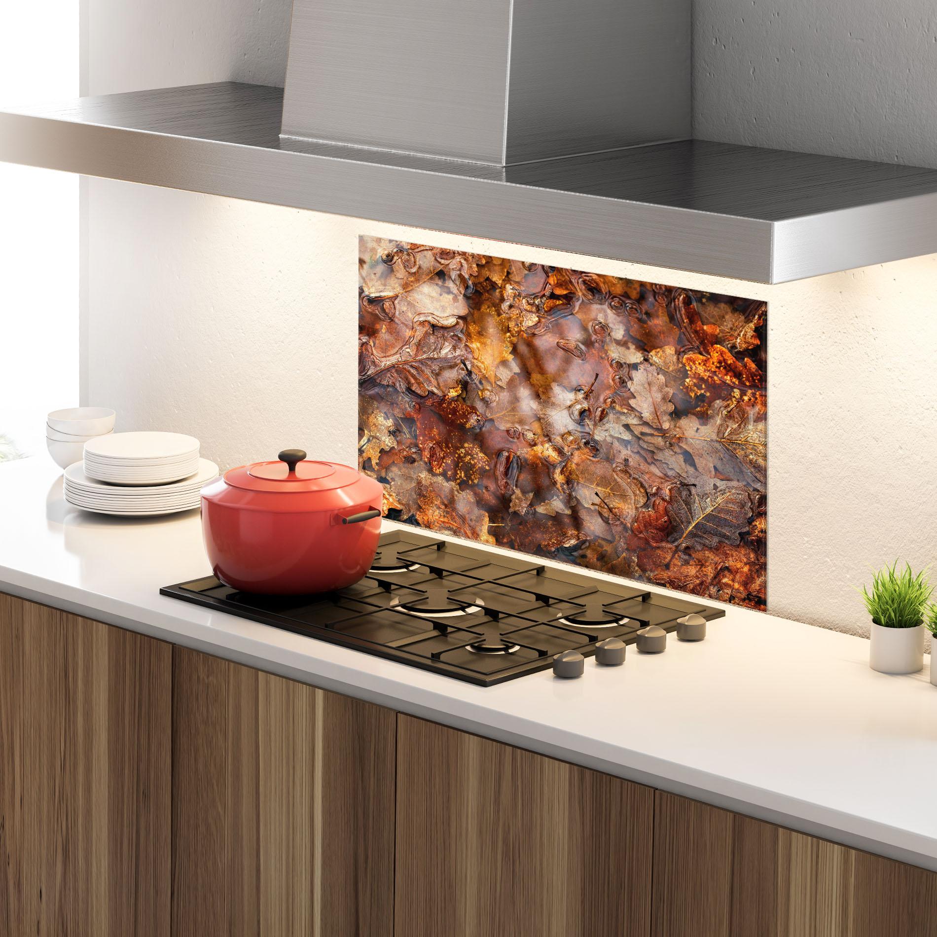 Küchenrückwand Glas Brown mockup 4