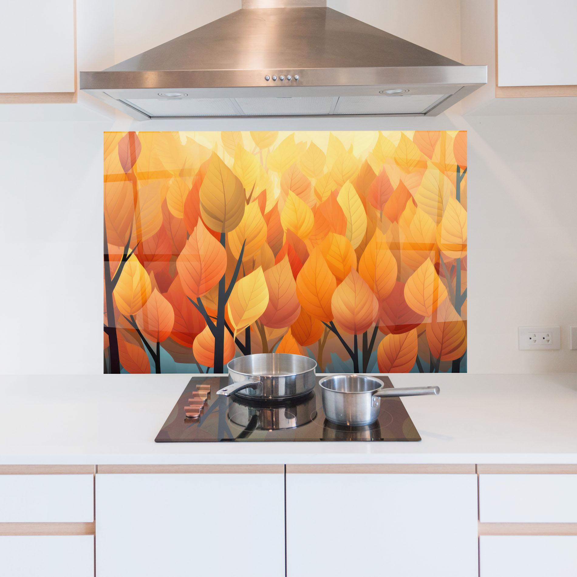 Küchenrückwand Glas Autumn Leaves mockup 5