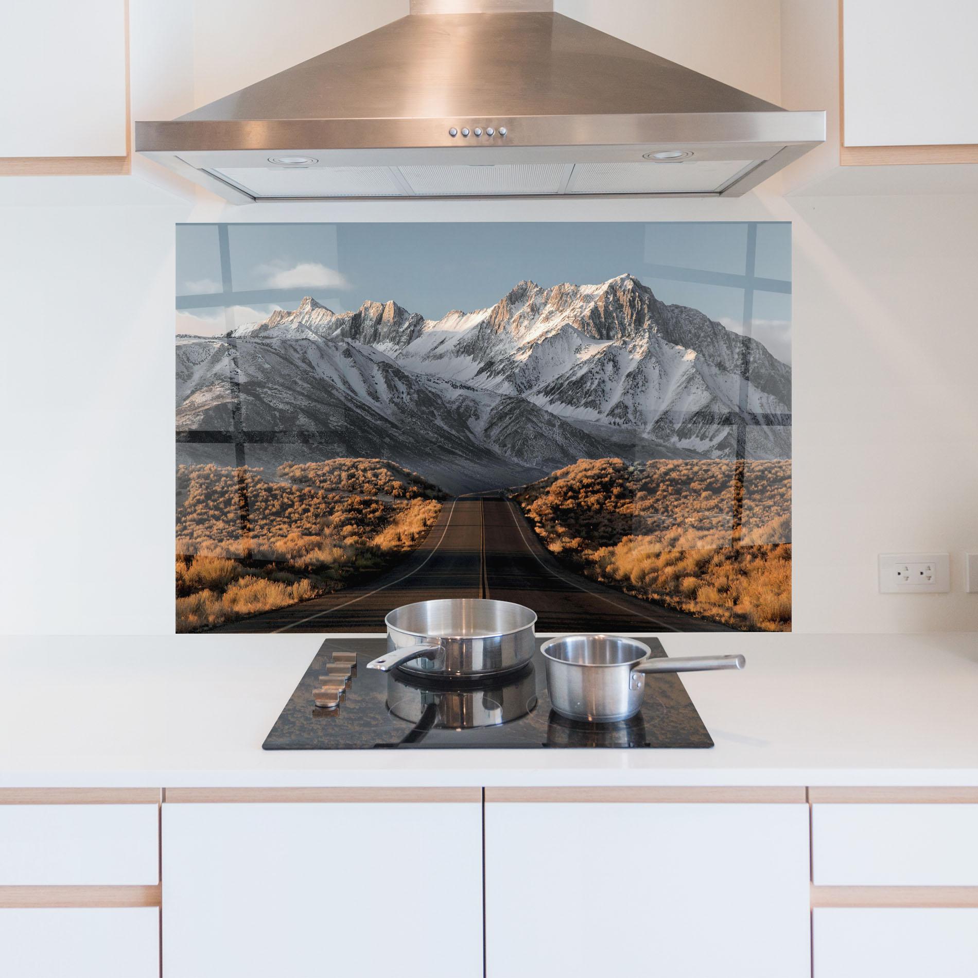 Küchenrückwand Glas Autumn Mountain View mockup 5