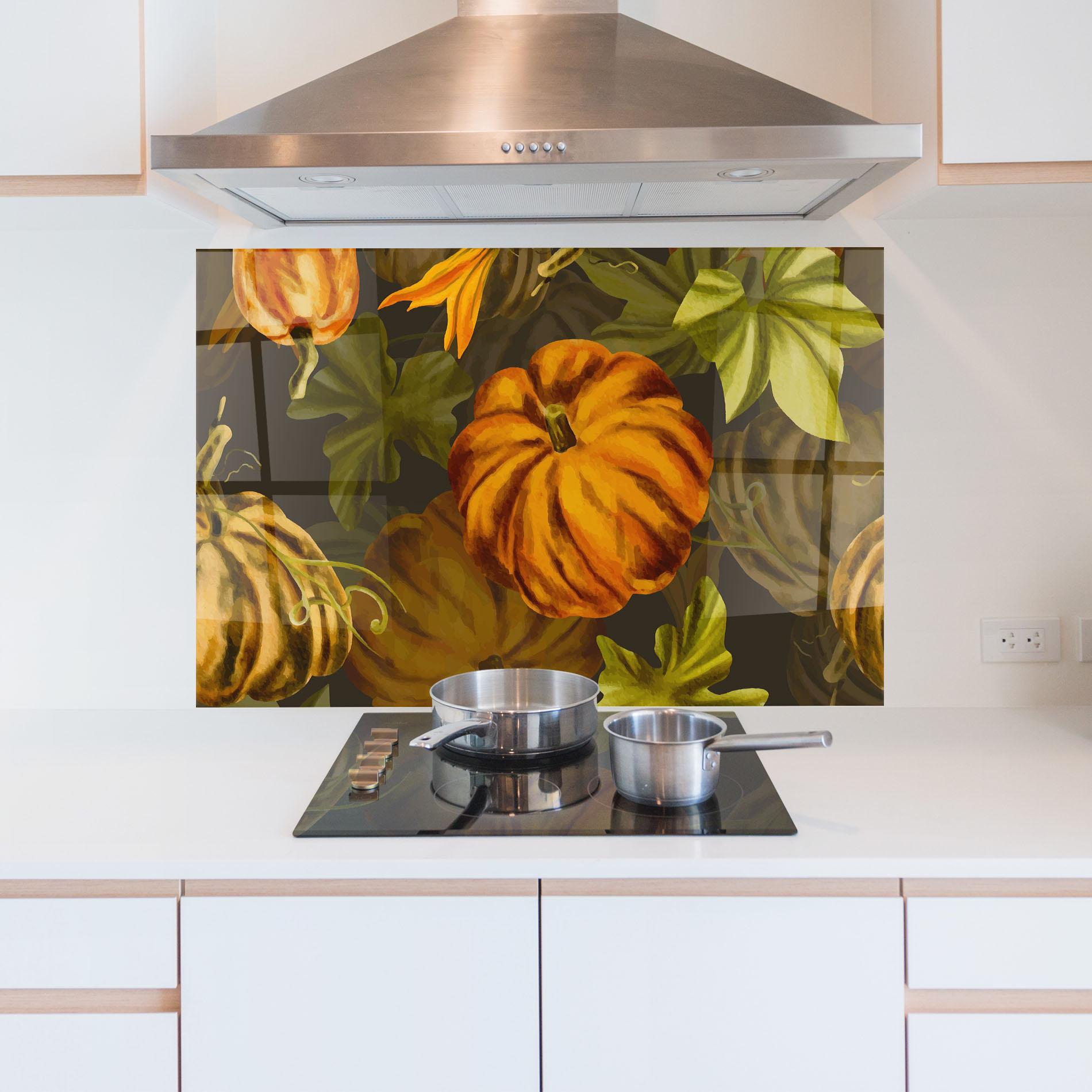 Küchenrückwand Glas Autumn Pattern mockup 5