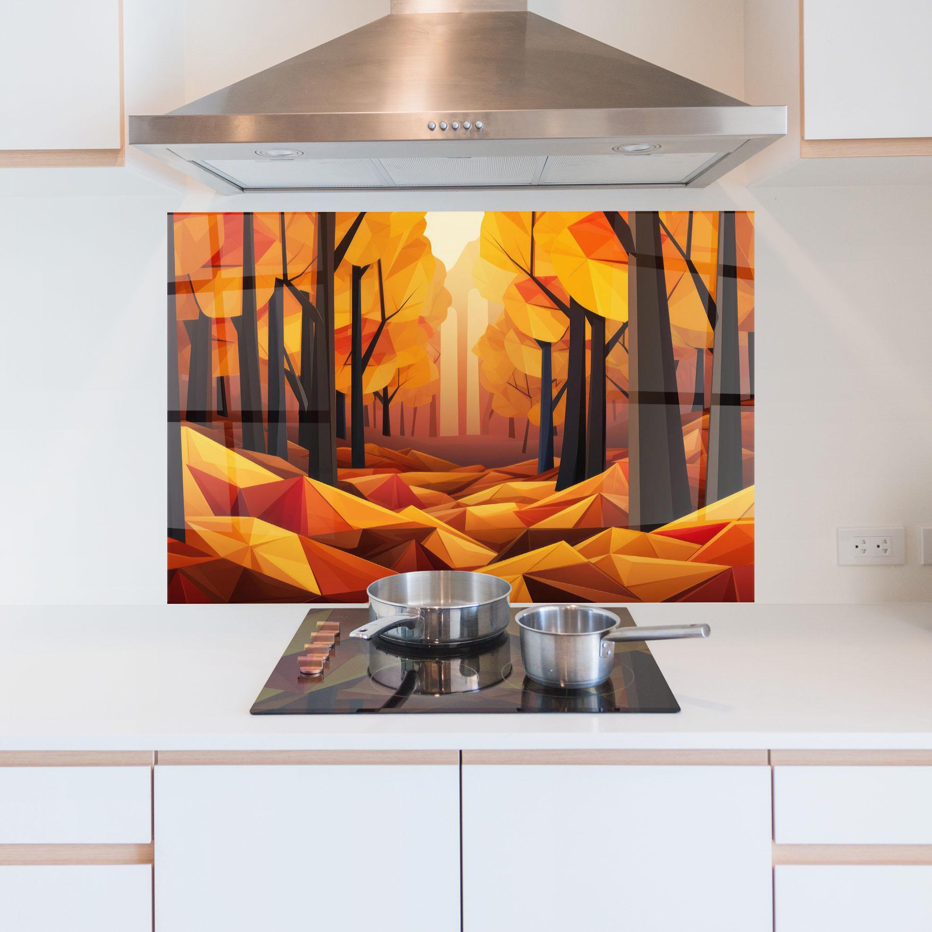 Küchenrückwand Glas Autumn Shapes mockup 5