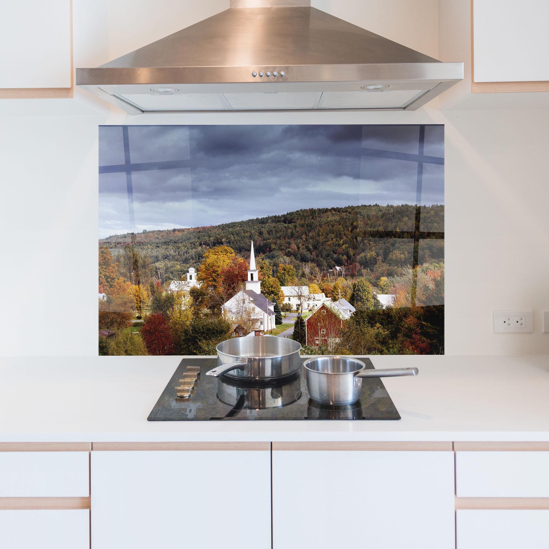 Küchenrückwand Glas Autumn Trees mockup 5