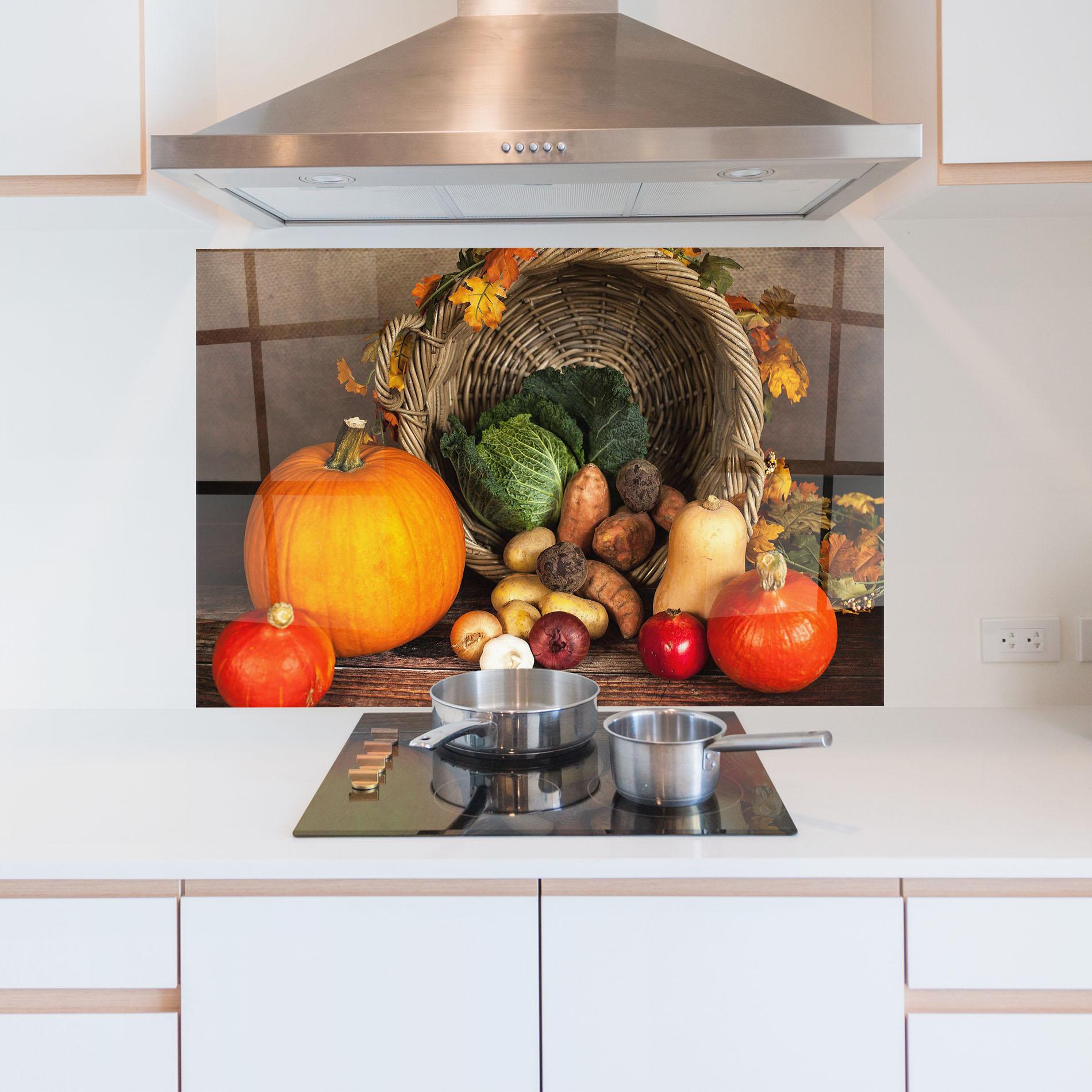 Küchenrückwand Glas Autumn Vegetables mockup 5