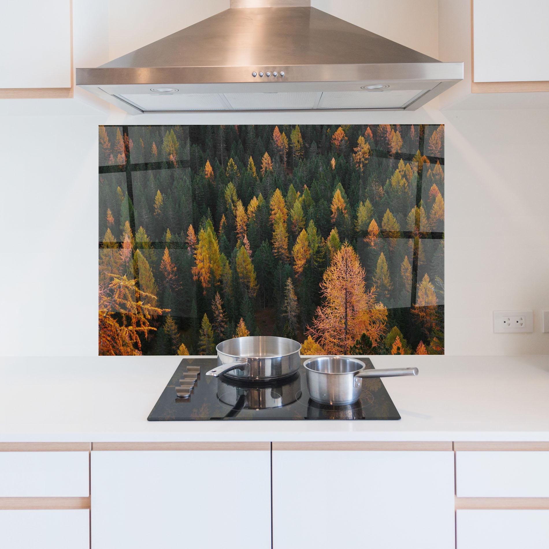 Küchenrückwand Glas Orange Trees mockup 5