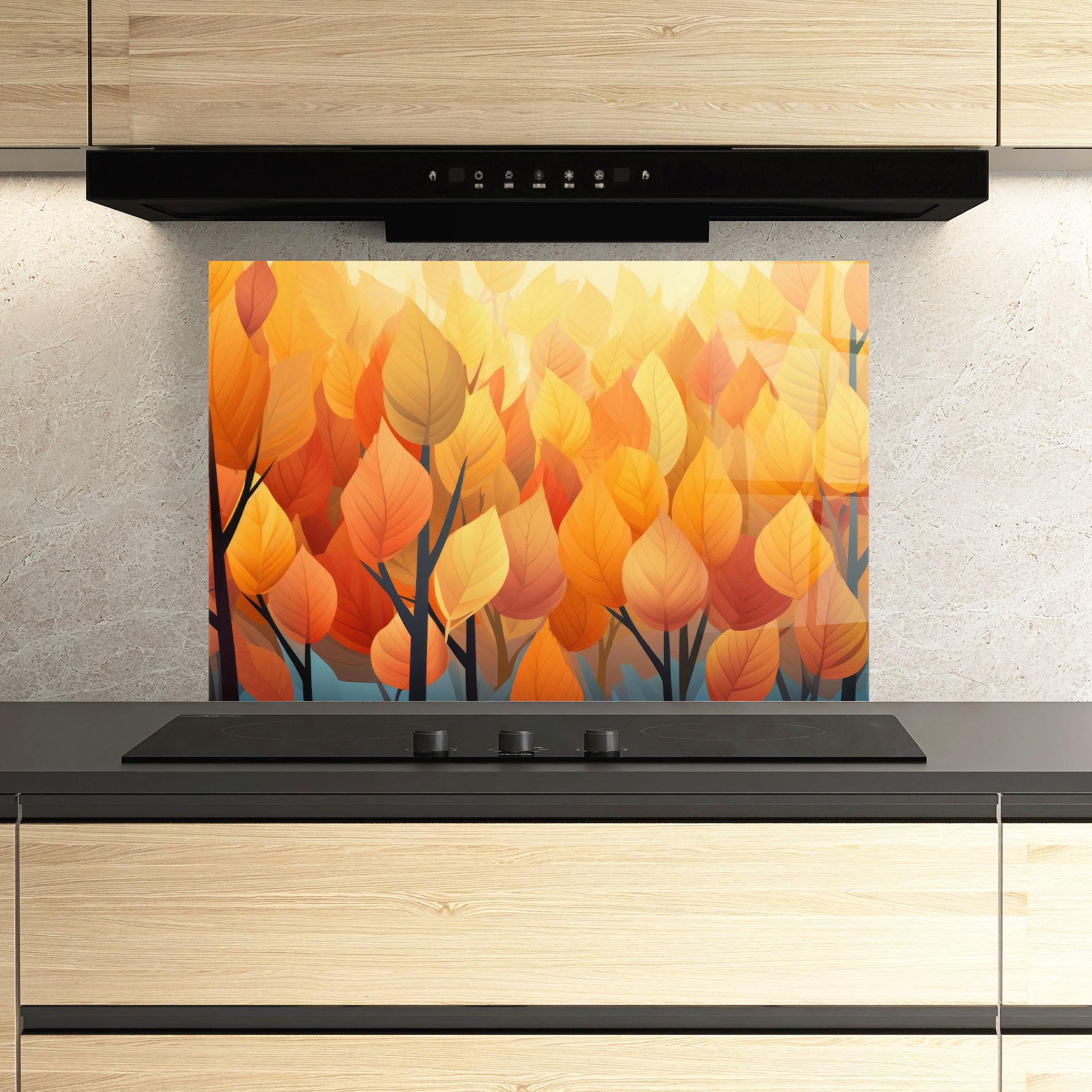 Küchenrückwand Glas Autumn Leaves mockup 3