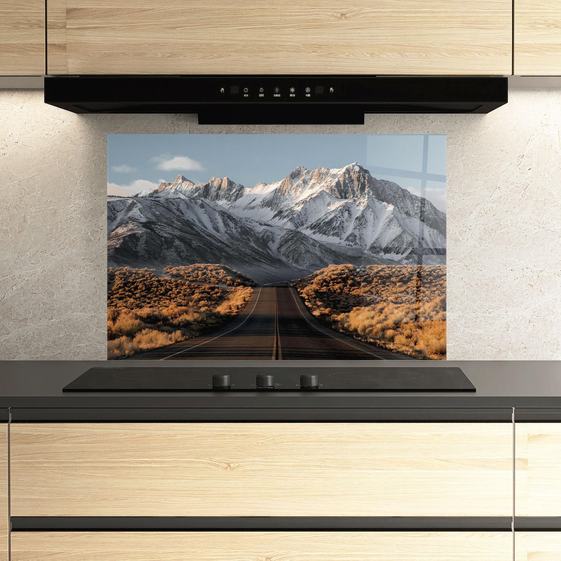 Küchenrückwand Glas Autumn Mountain View mockup 3