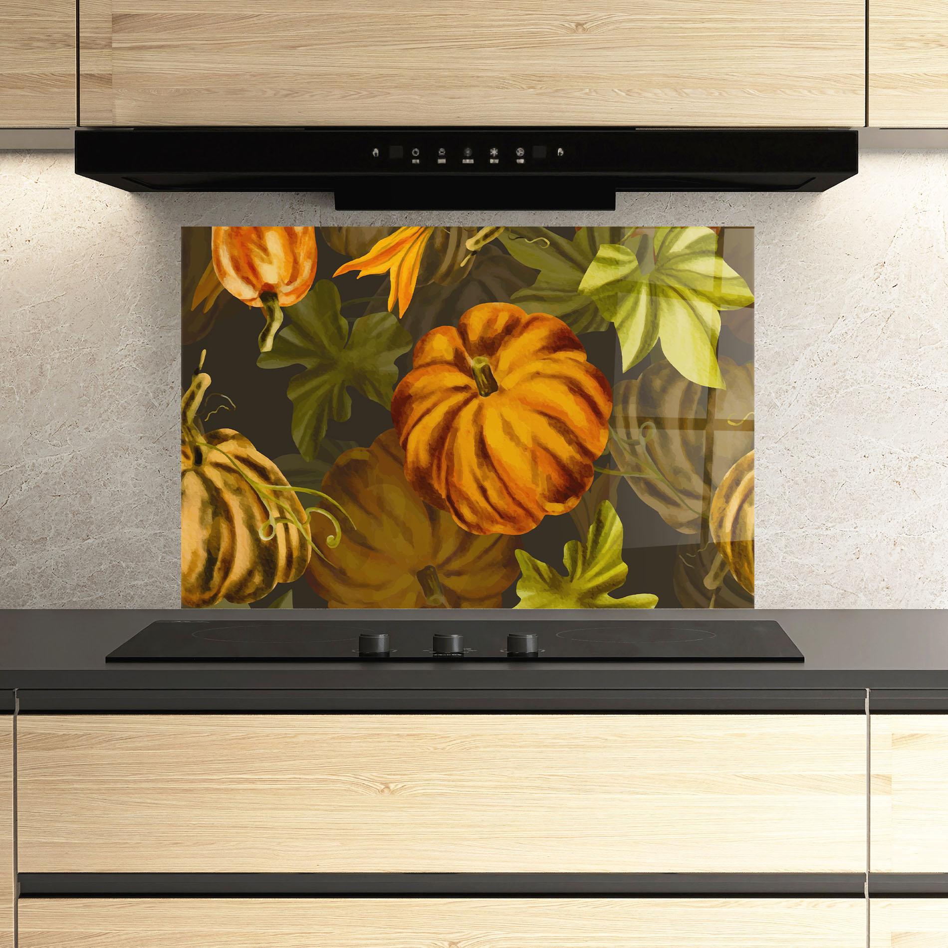 Küchenrückwand Glas Autumn Pattern mockup 3