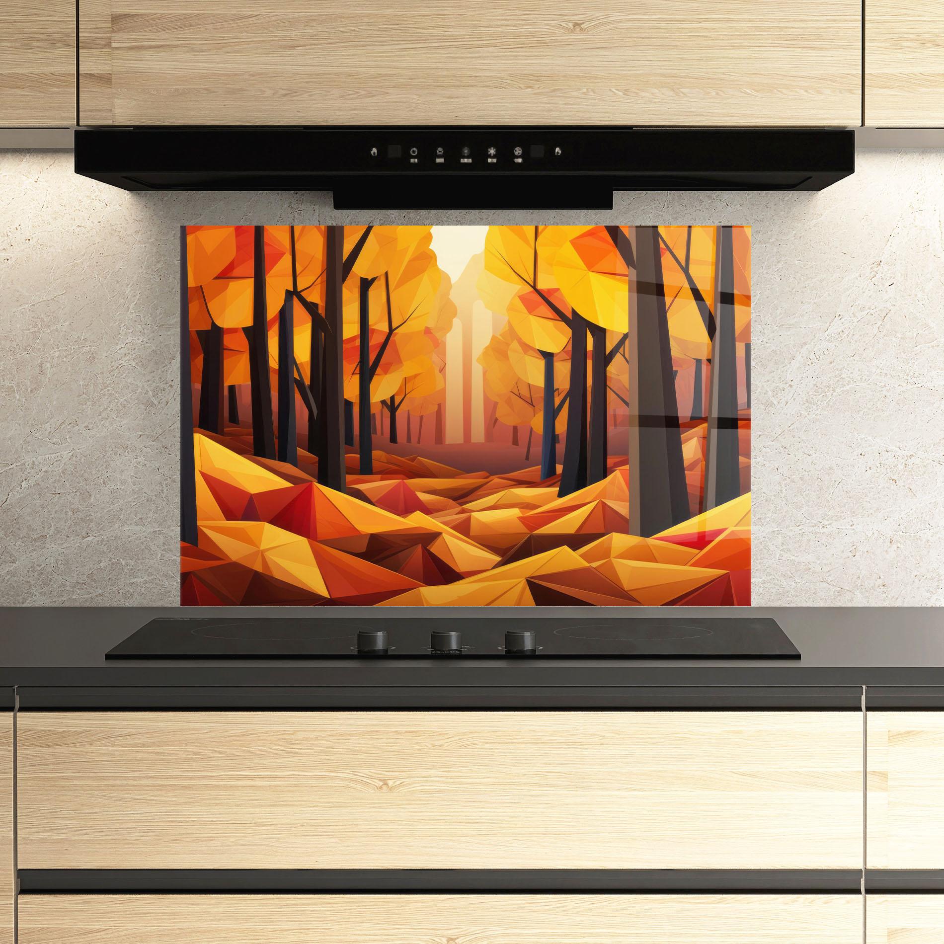 Küchenrückwand Glas Autumn Shapes mockup 3