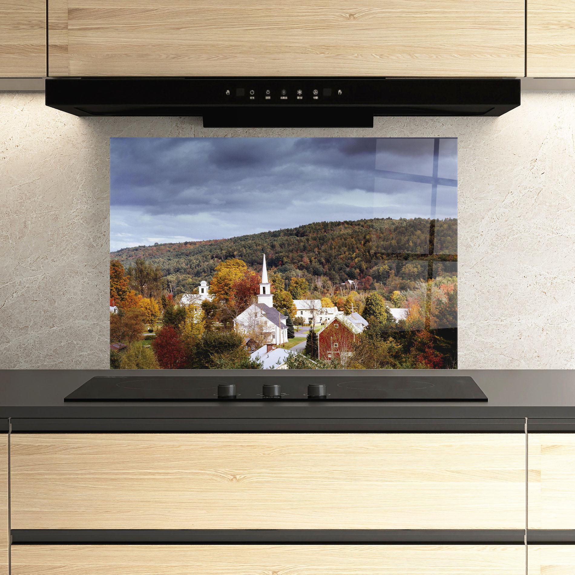 Küchenrückwand Glas Autumn Trees mockup 3