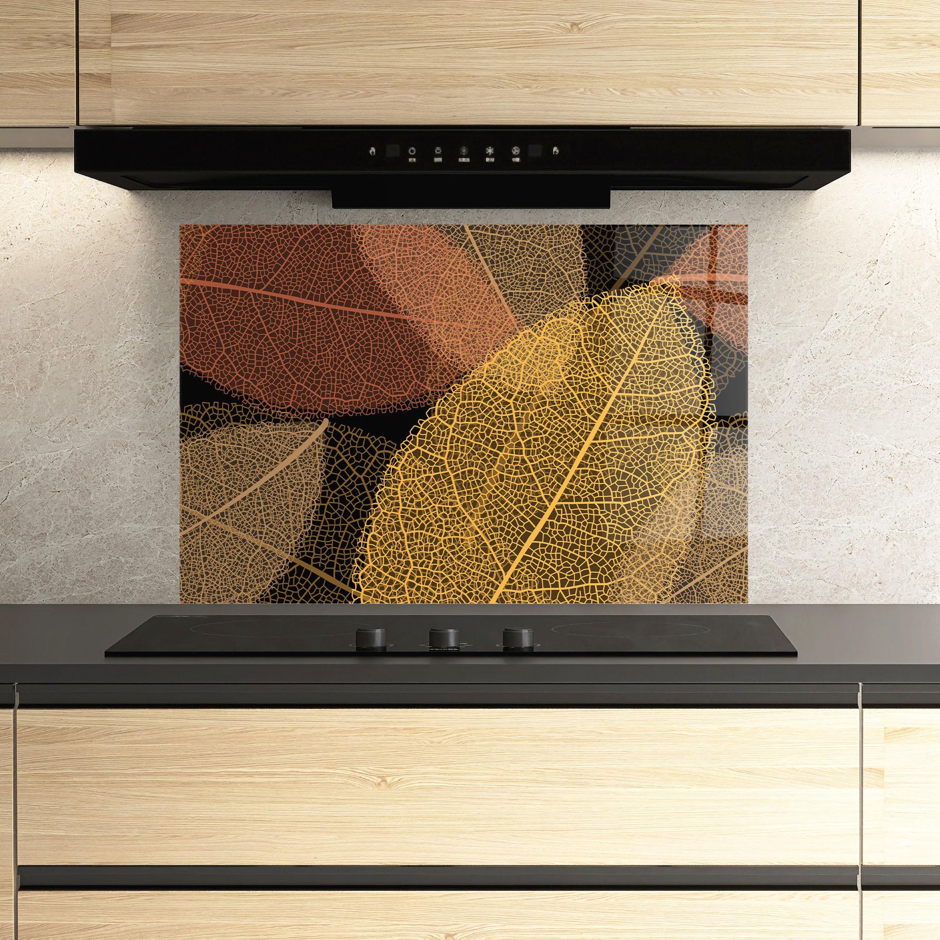 Küchenrückwand Glas Leaves Pattern mockup 3