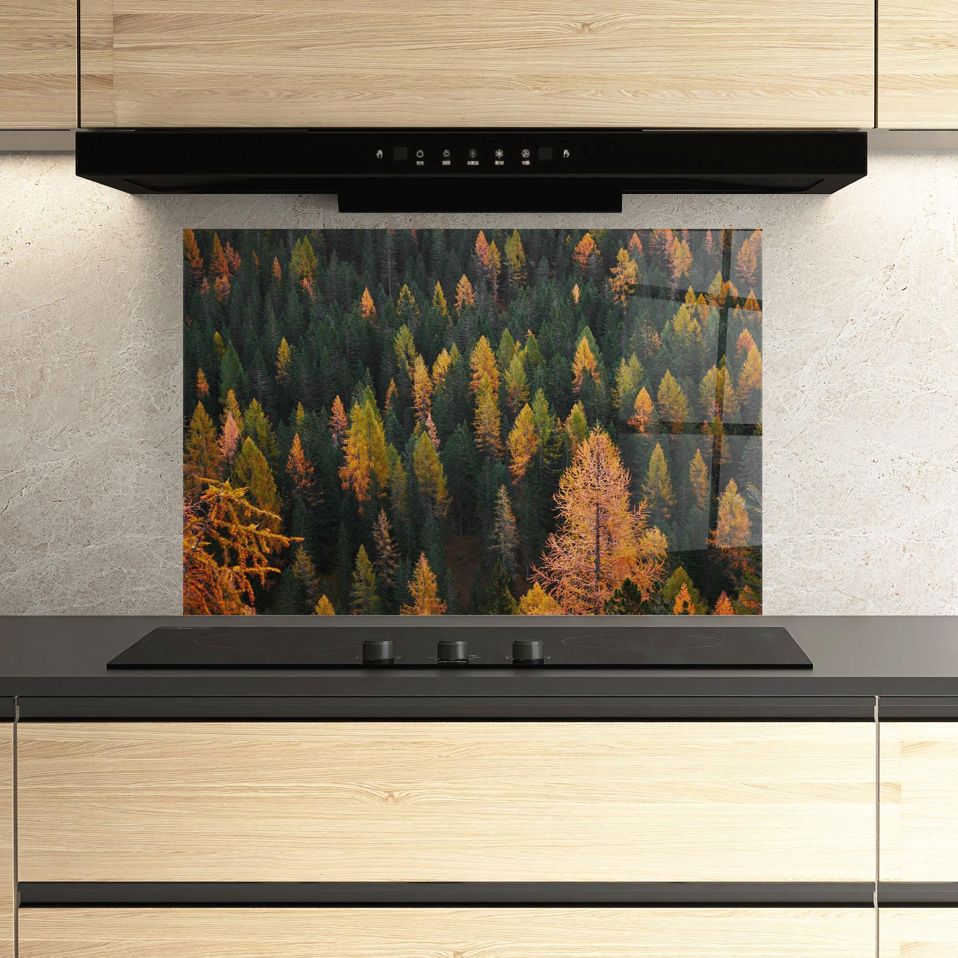 Küchenrückwand Glas Orange Trees mockup 3