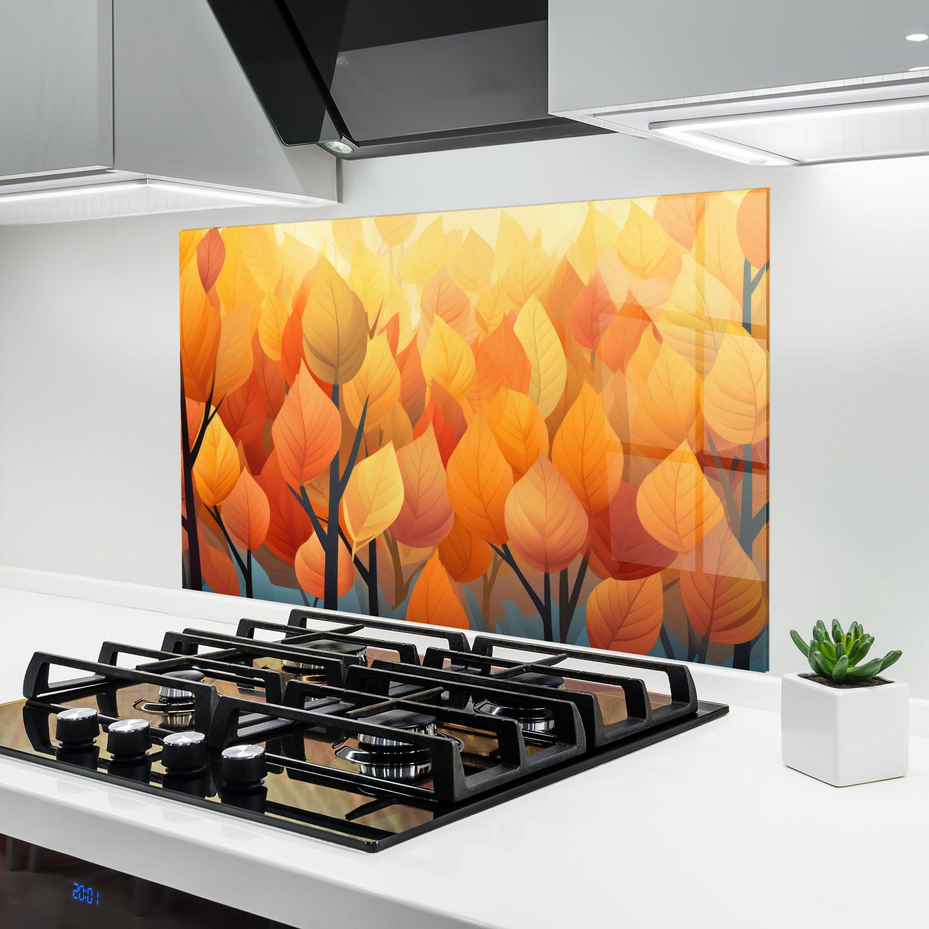 Küchenrückwand Glas Autumn Leaves mockup 6