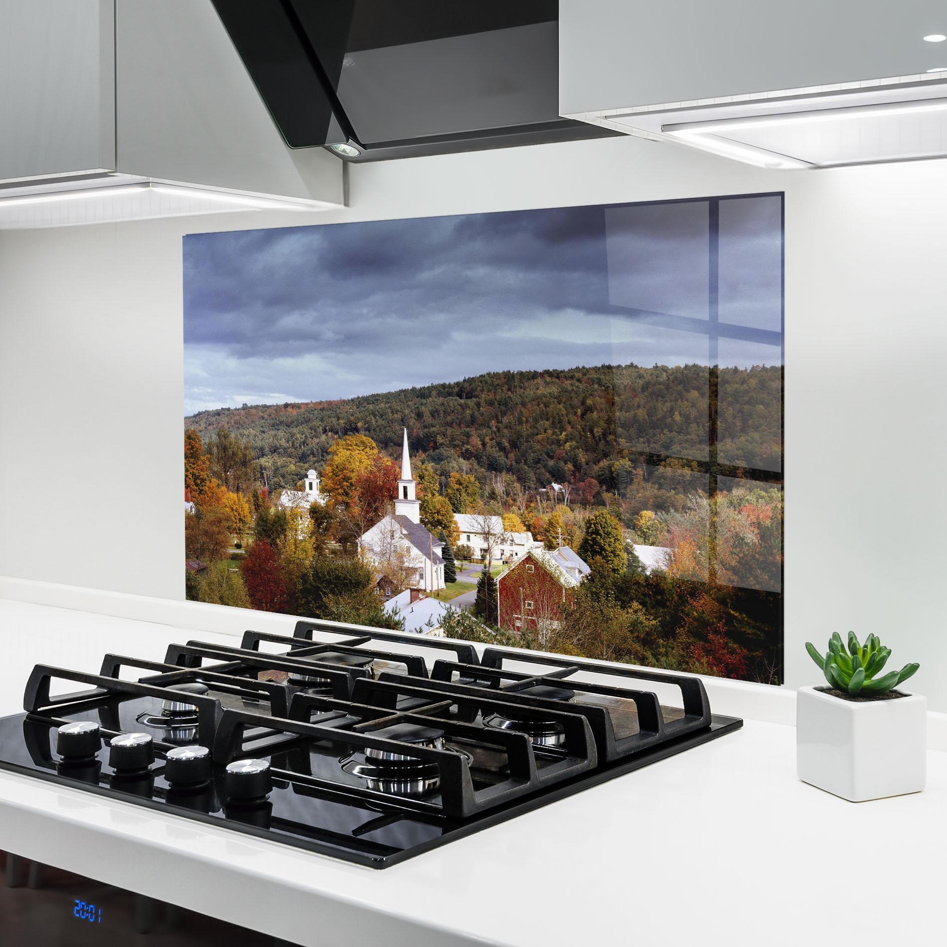 Küchenrückwand Glas Autumn Trees mockup 6