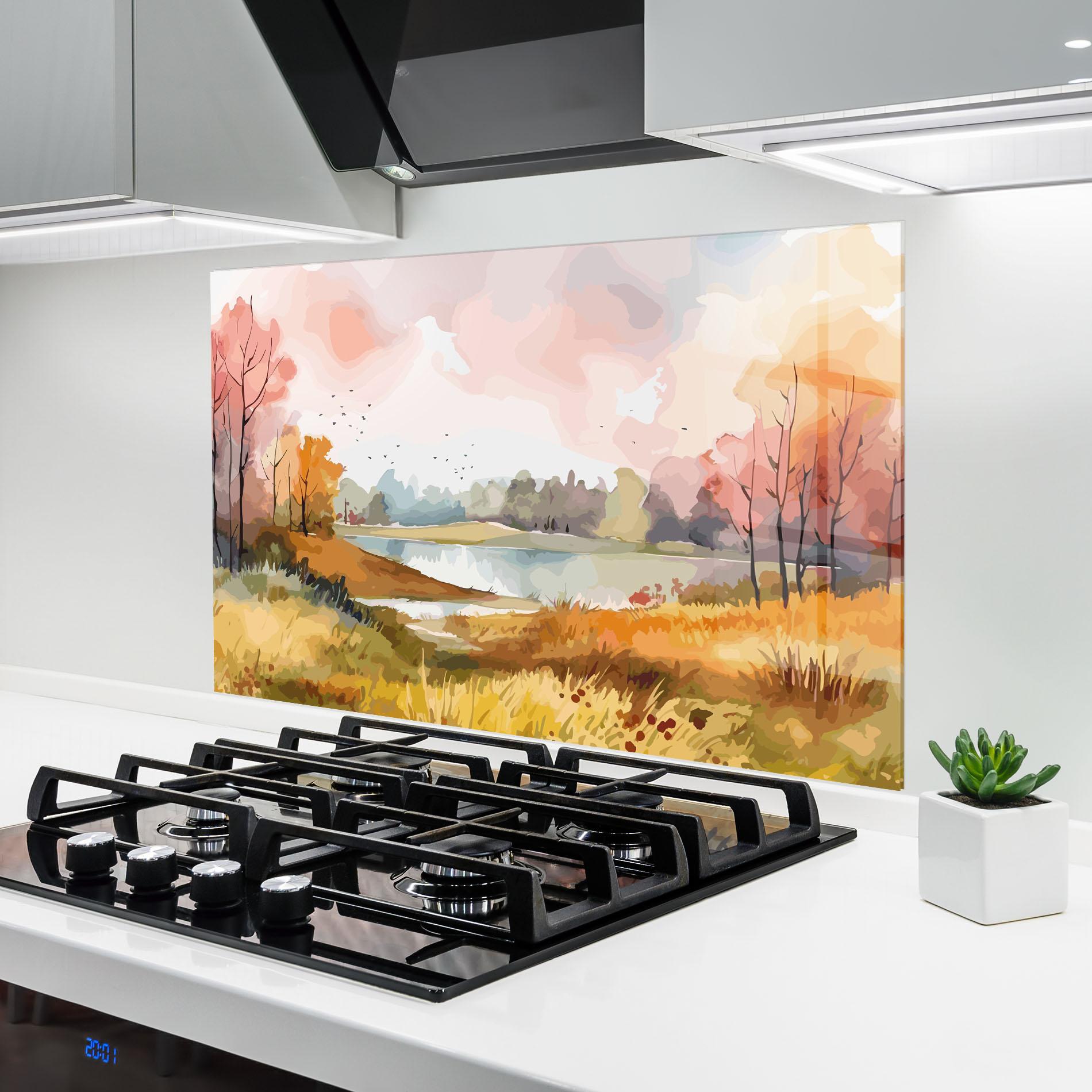 Küchenrückwand Glas Autumn Watercolor mockup 6