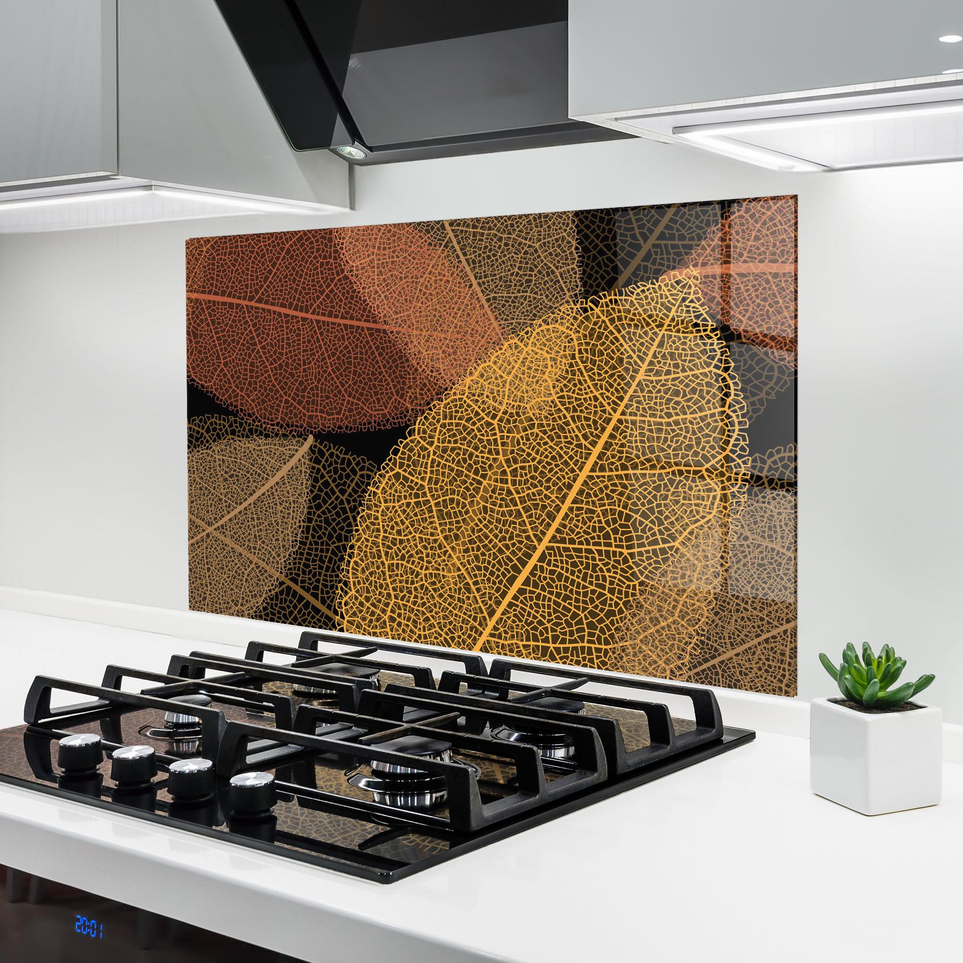 Küchenrückwand Glas Leaves Pattern mockup 6