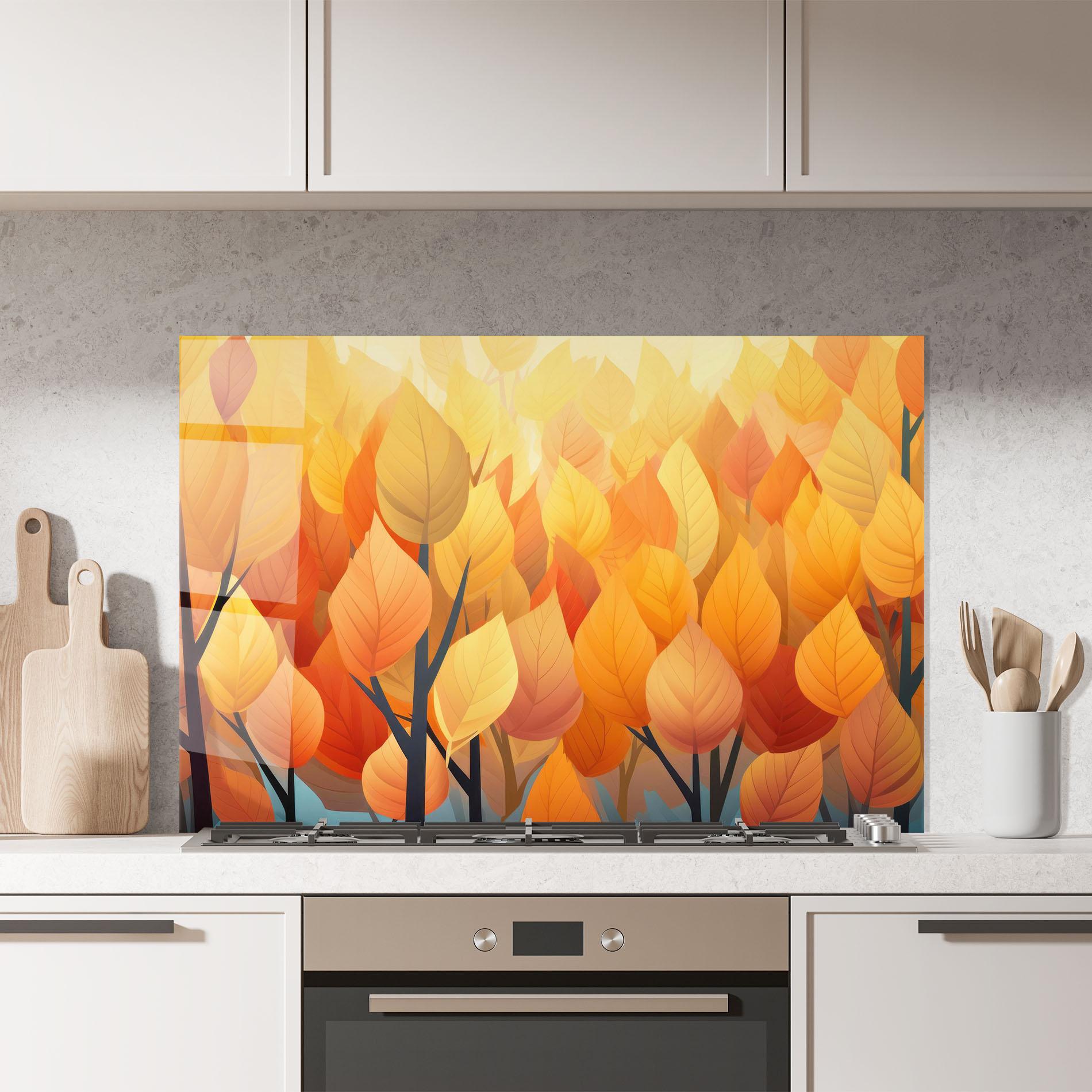 Küchenrückwand Glas Autumn Leaves mockup 7