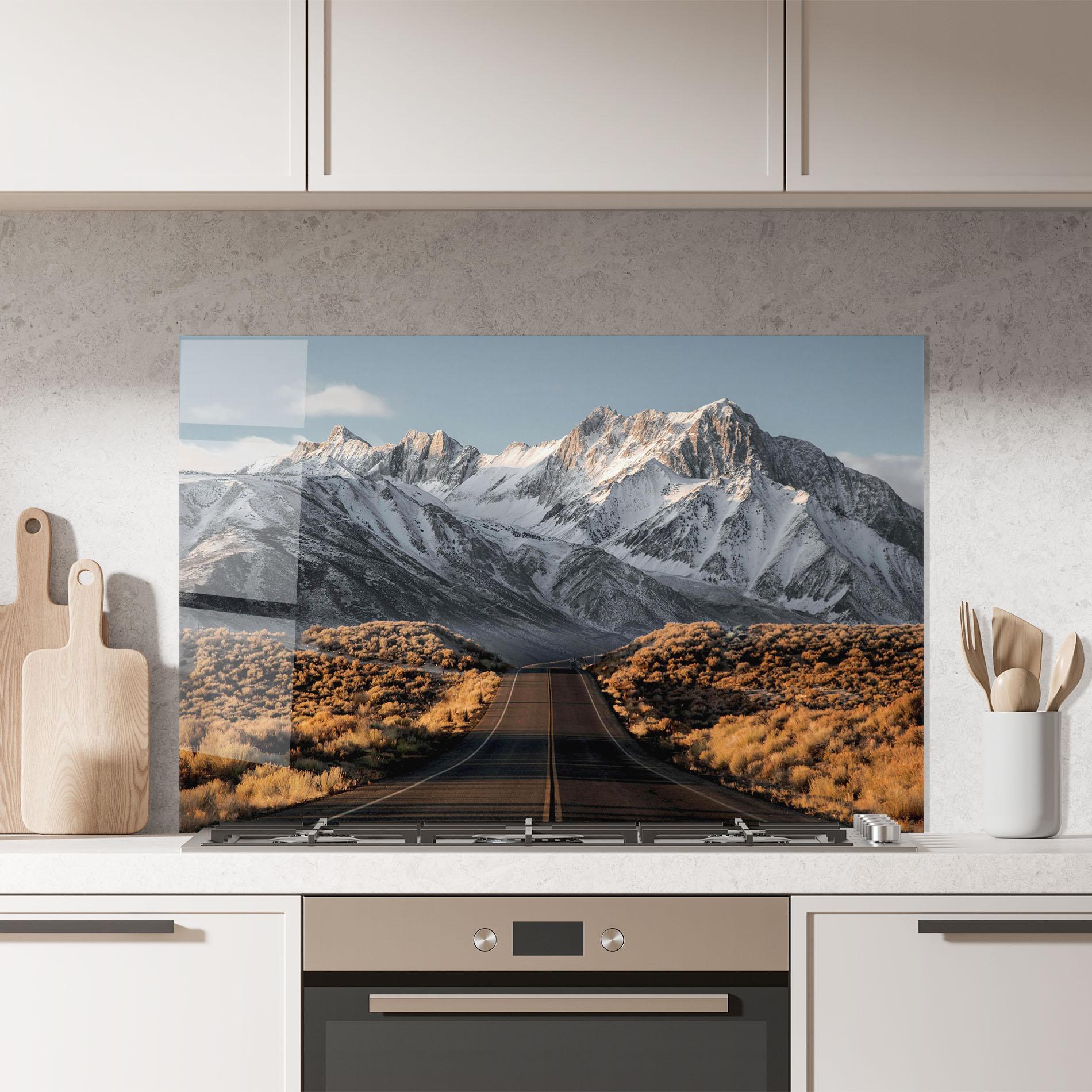 Küchenrückwand Glas Autumn Mountain View mockup 7
