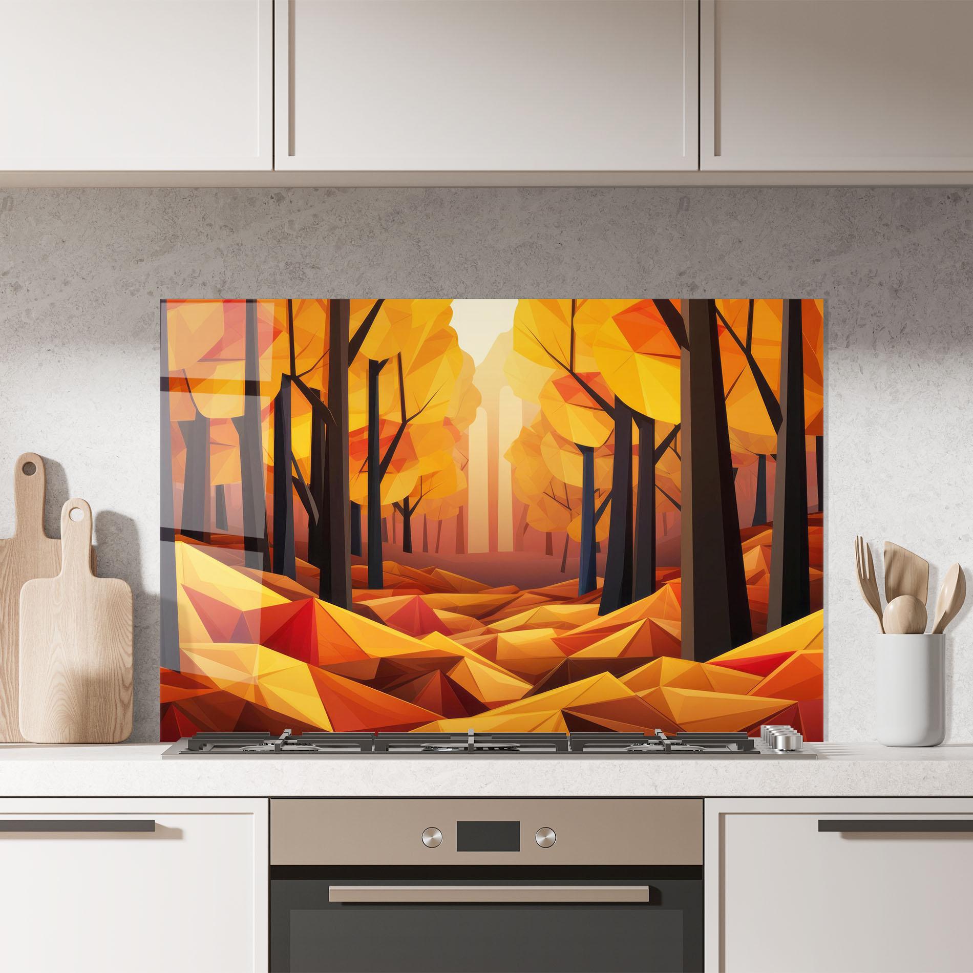 Küchenrückwand Glas Autumn Shapes mockup 7