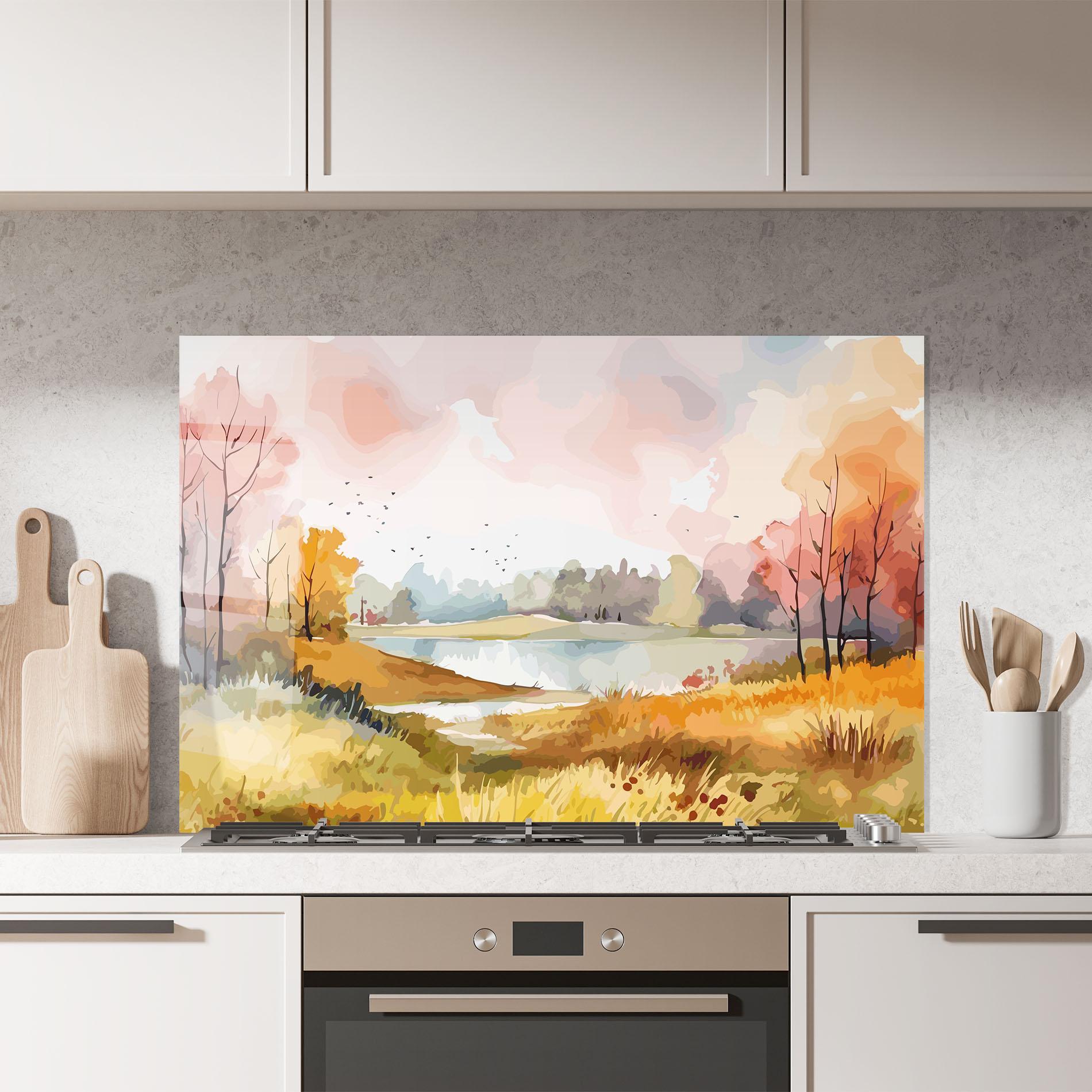 Küchenrückwand Glas Autumn Watercolor mockup 7