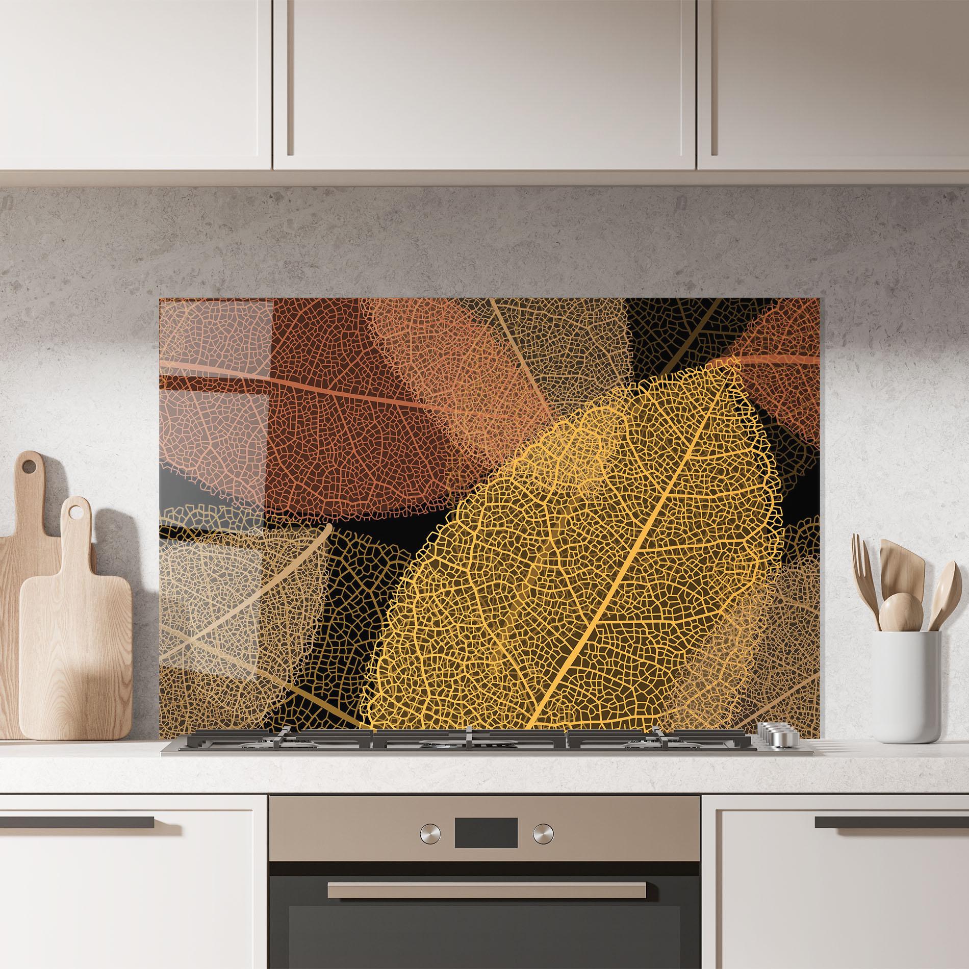 Küchenrückwand Glas Leaves Pattern mockup 7