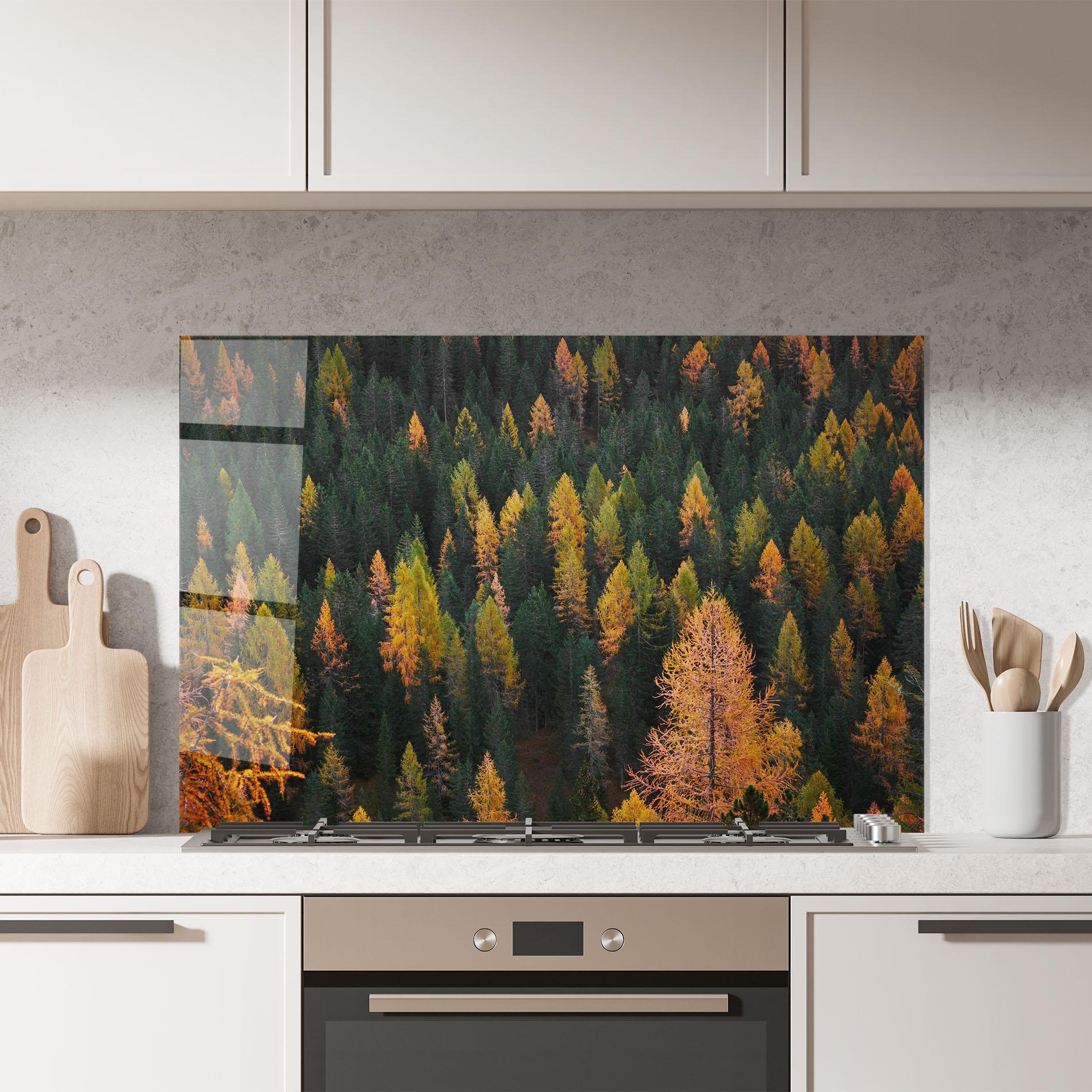 Küchenrückwand Glas Orange Trees mockup 7