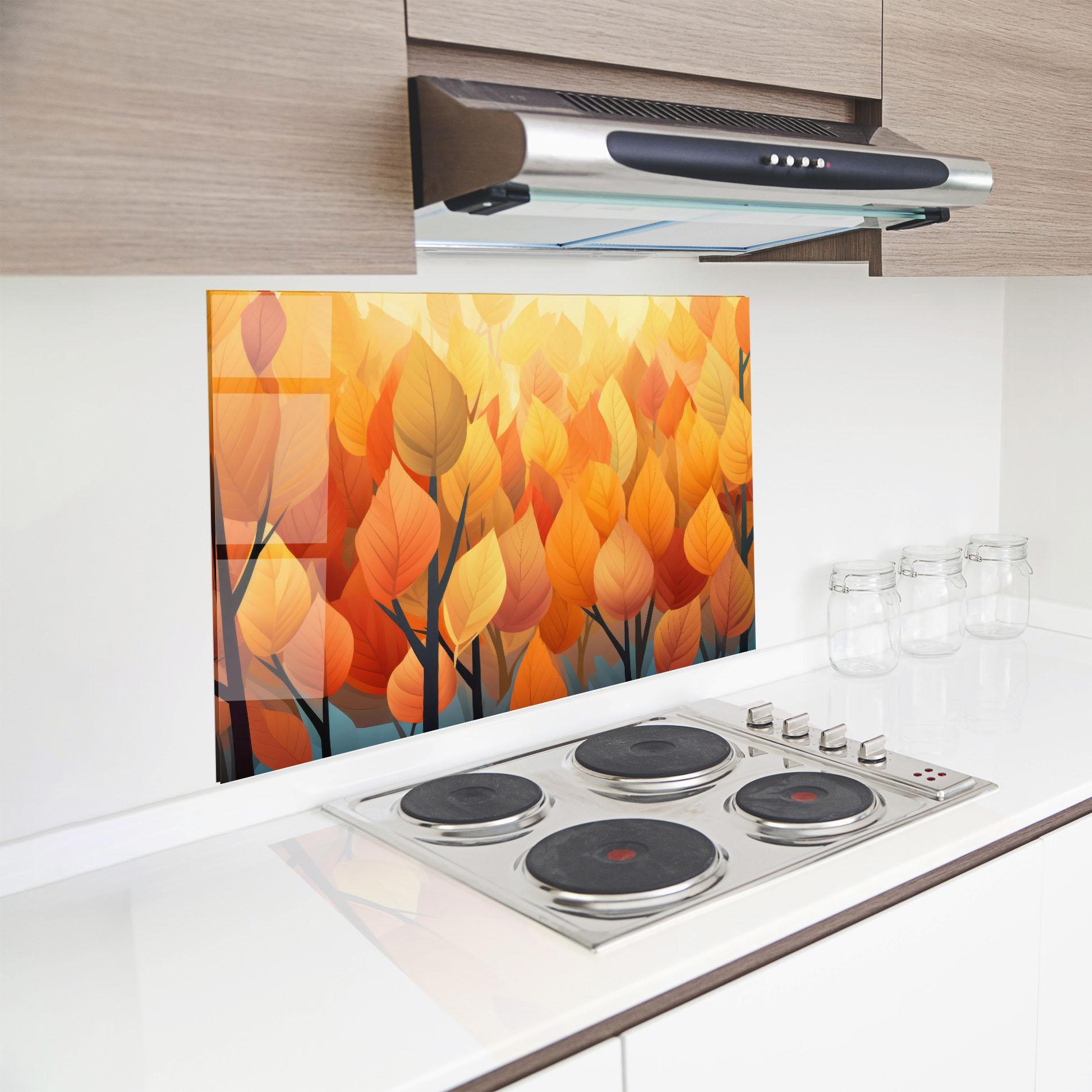 Küchenrückwand Glas Autumn Leaves mockup 8